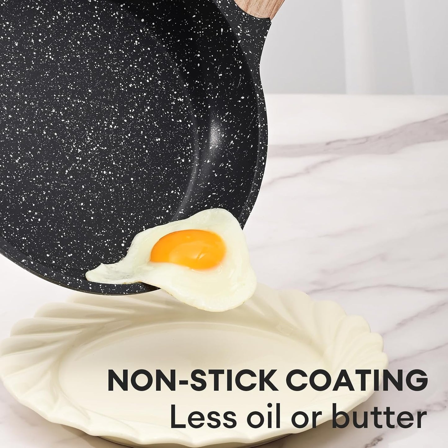 JEETEE 11 Inch Nonstick Frying Pan, Stone Coating Cookware, Nonstick Omelette Pan with Heat-Resistant Handle, Induction Skillet for Eggs (Grey)