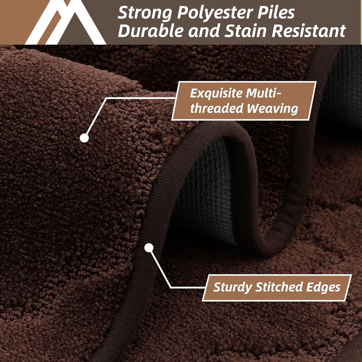 COSY HOMEER-Kitchen-Rugs 20"x48" Non-Slip Absorbent Soft Kitchen Runner Rug Polyester Kitchen Mats for Floor Washable Kitchens Standing Floor Mat for Sink Mat,Hallway,Laundry,Brown