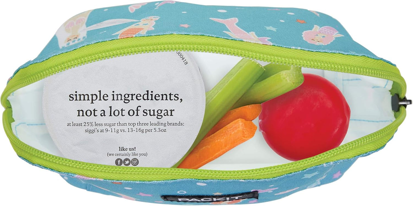 PackIt Freezable Snack Bag, Mermaids, Built with EcoFreeze Technology, Foldable, Reusable, Zip Closure Locks in Cool Dry Air, for all Ages, and Fresh Snacks On the Go