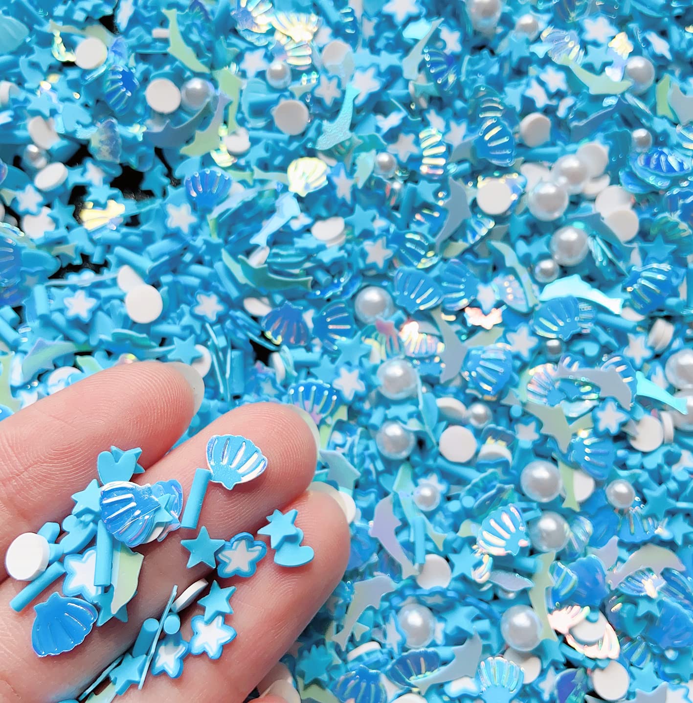 Fake Sprinkles Clay Sprinkles Polymer Slices for Nail Art DIY Crafts Cake Phone Case (40G-Shell+Pentagram-24)