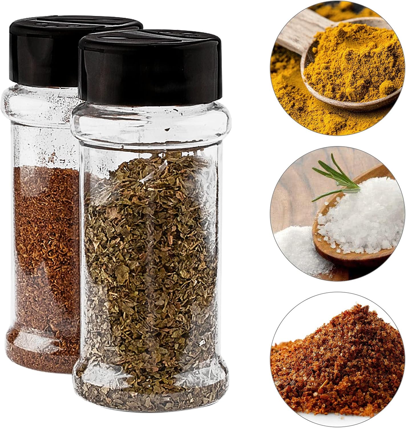 TUZAZO 3 oz Plastic Spice Jars with Shaker Lids and Labels, 14 Pcs Clear Empty Spice Bottles Seasoning Containers for Spice, Herbs and Seasoning Powders