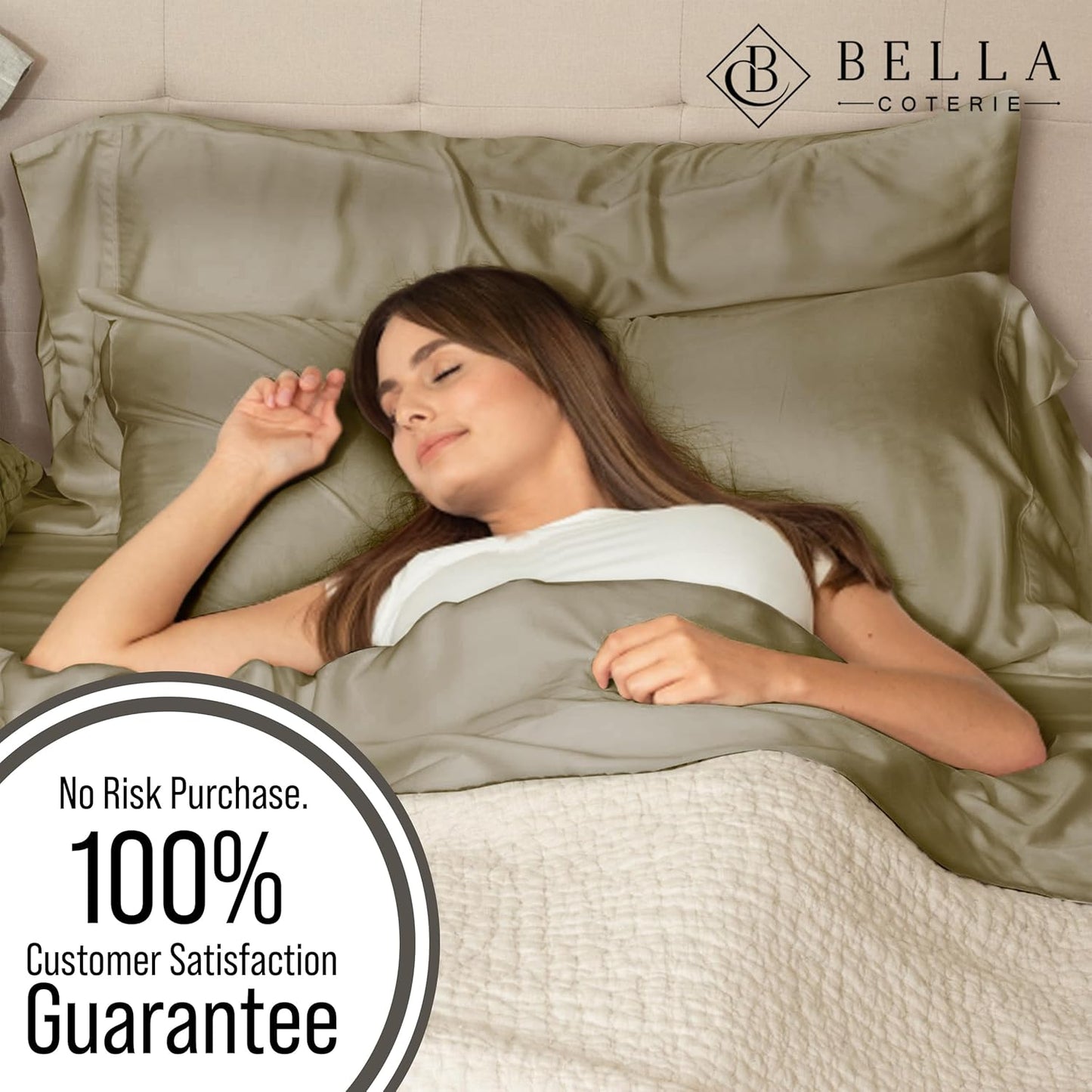 Bella Coterie Luxury Bamboo Viscose Cal King Size Sheet Set | 100% Organically Grown | Ultra Soft | Cooling for Hot Sleepers | 18" Deep Pocket [Olive]