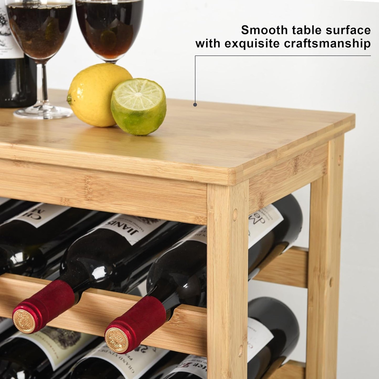 VASMIA 42 Bottles Bamboo Wine Rack,7-Tier Wine Rack Freestanding Floor with Table Top, Wine Storage Shelf for Kitchen Dining Room Bar,Natural