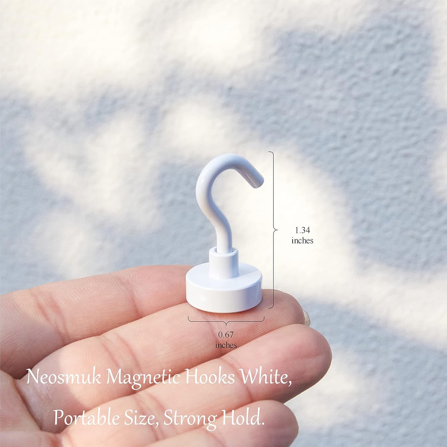 Neosmuk Magnetic Hooks,30lb+ Heavy Duty Earth Magnets with Hook for Refrigerator, Extra Strong Cruise Hook for Hanging, Magnetic Hanger for Cabins, Grill (White, 10 Pack)