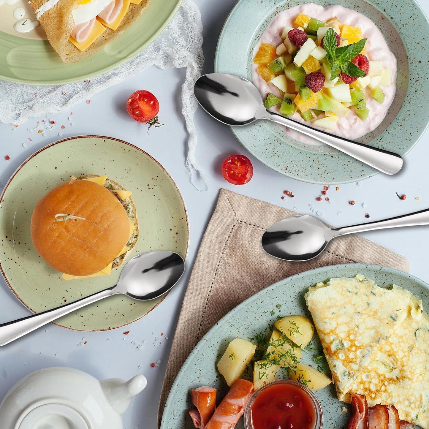 60 PCS Teaspoons Set - Windsor Stainless Steel Tea Spoons 5.9 Inch with Dishwasher Safe Small Spoons,Metal Dessert Spoon,Dinner Spoon Silverware for Home,Kitchen or Restaurant