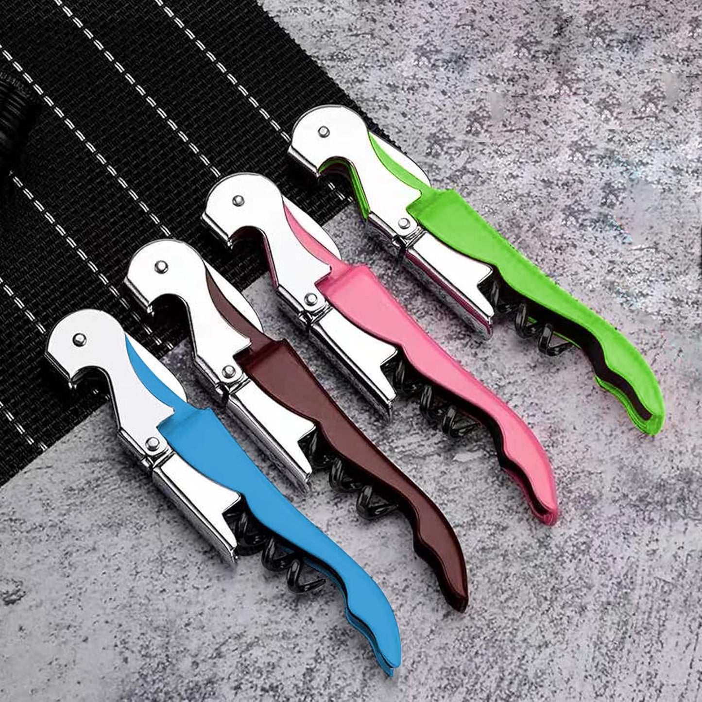Waiters Corkscrew, Wine Bottle Opener, Wine Key, Multi-Functional All-in-1(Multi-Color, Pack of 4)