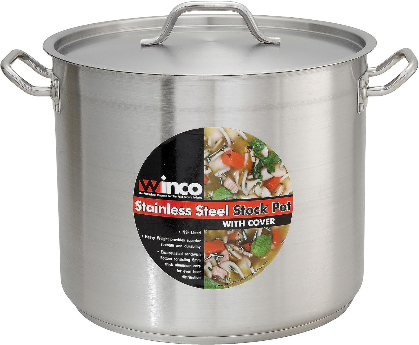 Winware Stainless Steel 16 Quart Stock Pot with Cover, Silver