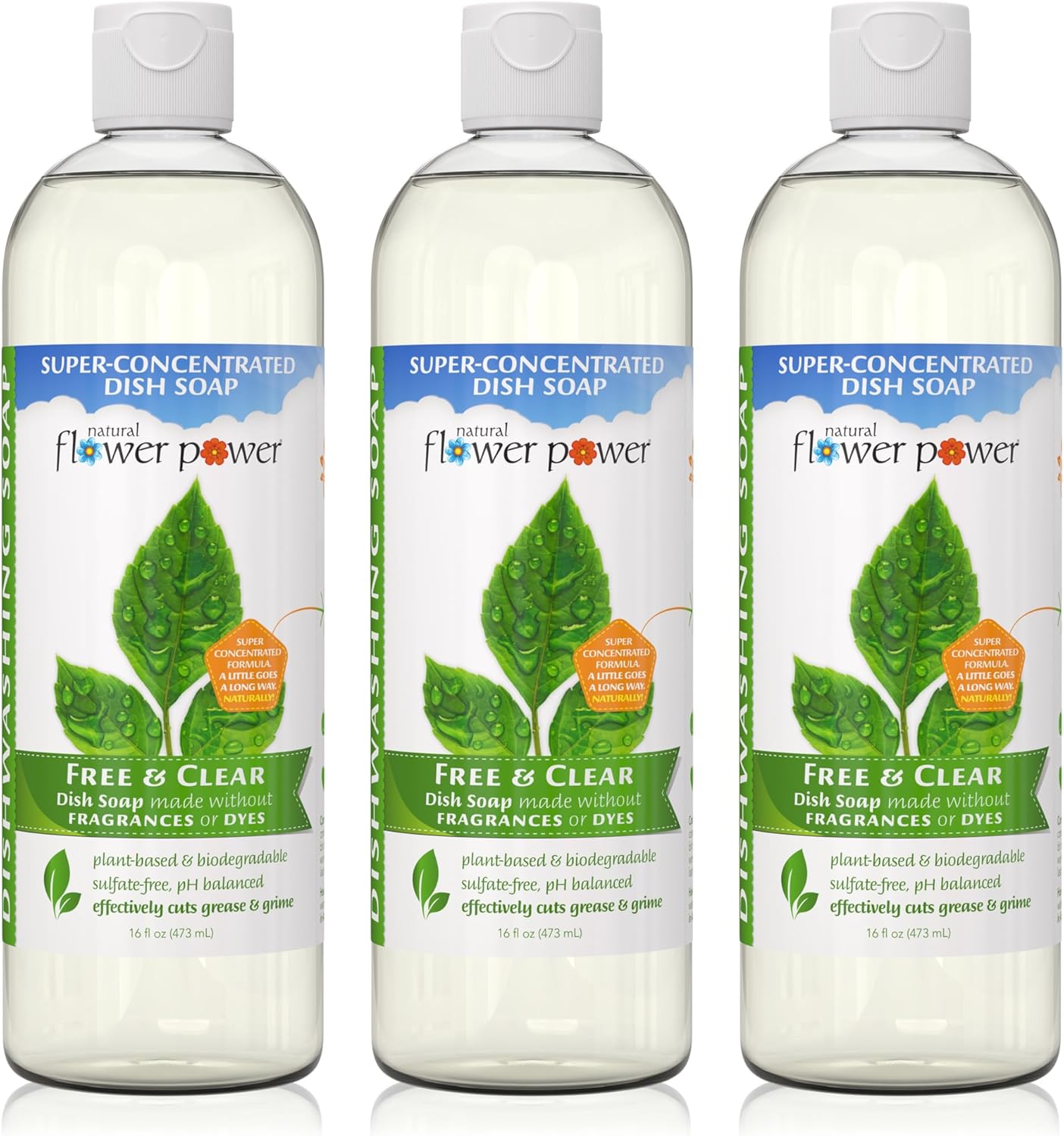 Liquid Dish Soap – Free & Clear (Unscented) – Plant-Based & Scented w/ Pure Essential Oils – Natural Dishwashing Detergent – Sulfate-Free Kitchen Soap – Vegan (16 Fl Oz 3 Pack)