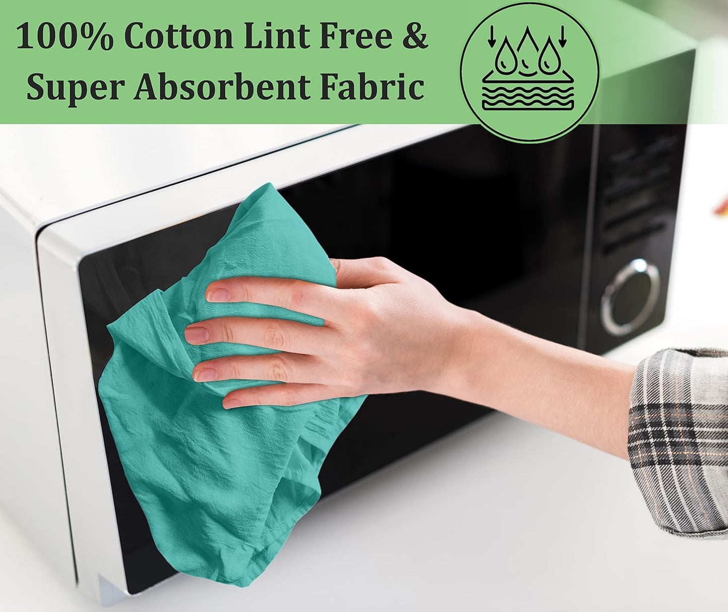 RUVANTI Flour Sack Towels 24 Pack 28x28 Inch, 100% Cotton Tea Towel, Reusable, Machine Washable, Absorbent BarTowels - Dish Cloth Perfect for Drying Dishes & Cleaning - Turquoise