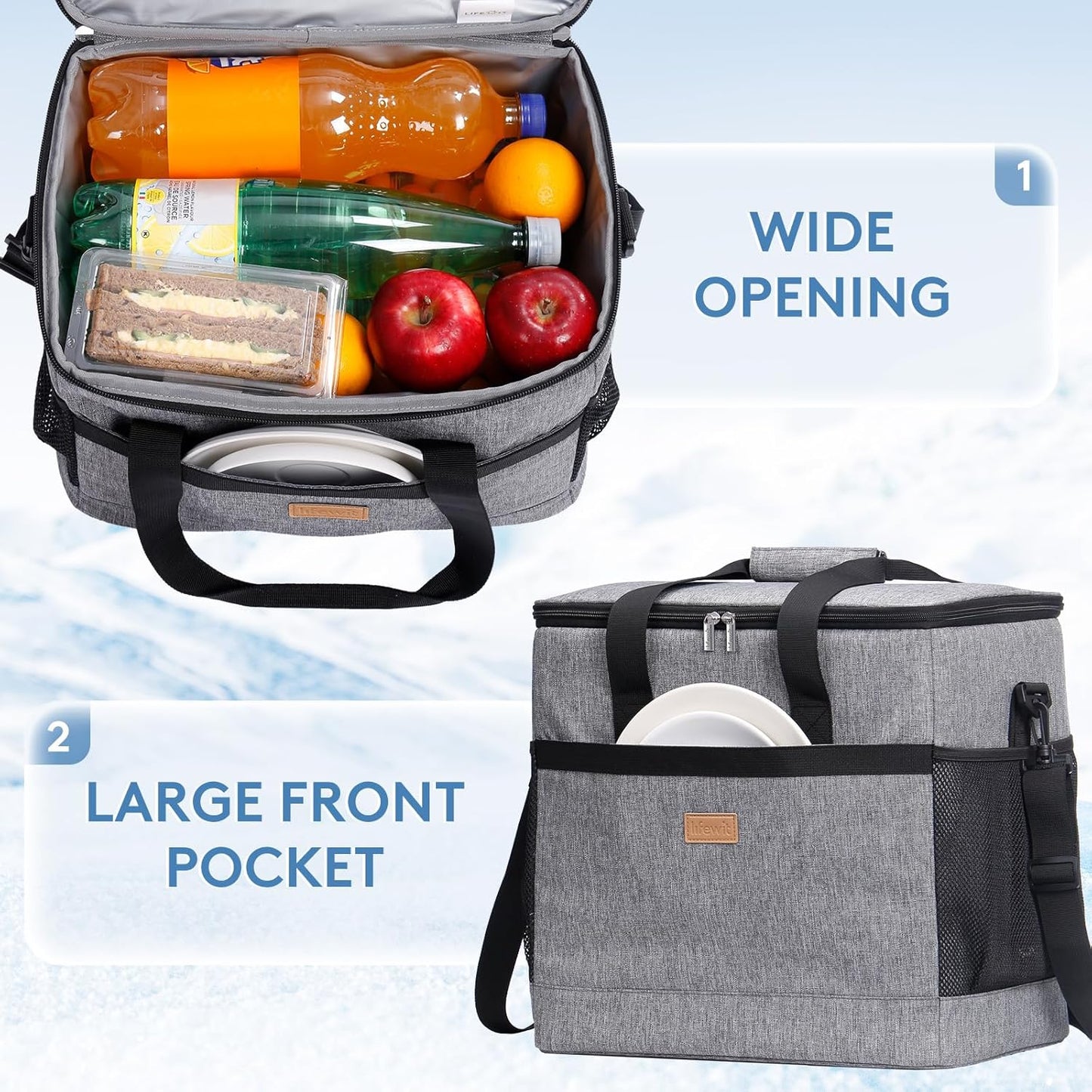 Lifewit Cooler Bag 30/50/60 Cans Collapsible and Insulated Large Lunch Bag Leakproof Soft Cooler Portable Tote for Camping/BBQ/Family Outdoor Activities