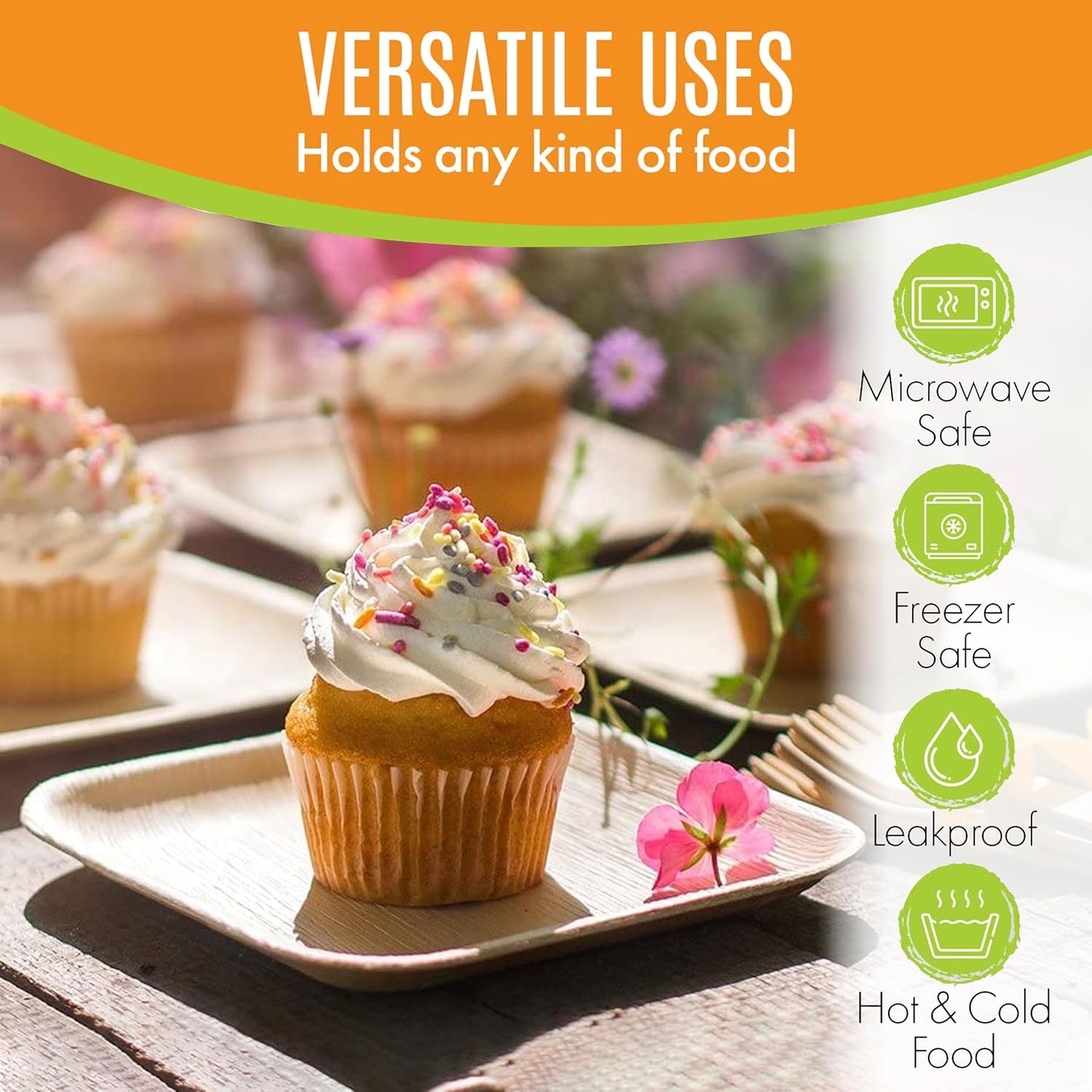 Raj Palm Leaf Plates [200-Pack] 6" Square Plates like Bamboo plates Disposable, Strong, Decorative Compostable Tableware for wedding, Lunch, Dinner, Birthday, Camping, Outdoor BBQ, Picnic