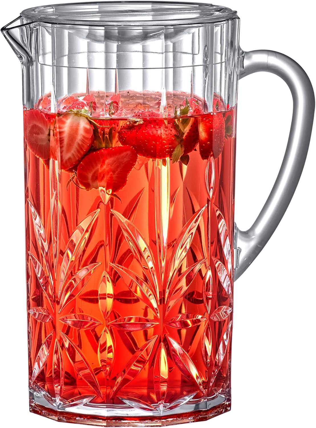 Amazing Abby - Stately - Acrylic Pitcher (80 oz), Clear Plastic Water Pitcher with Lid, Fridge Jug, BPA-Free, Shatter-Proof, Great for Iced Tea, Sangria, Lemonade, Juice, Milk, and More