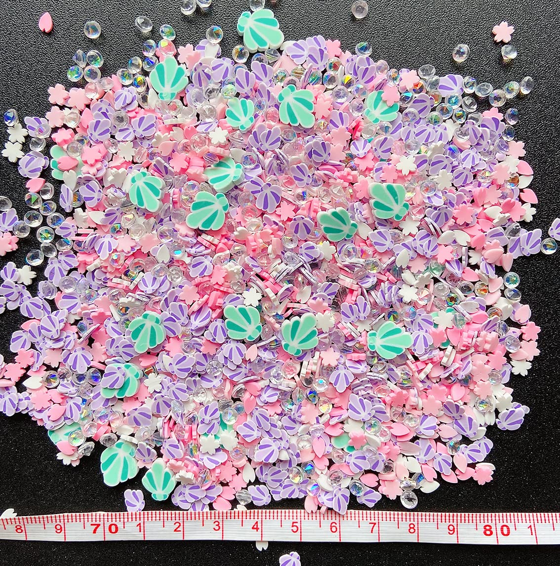 EHOPE Fake Sprinkles Resin Sprinkles Fake Candy Sprinkles Clay Sprinkles Polymer Sprinkles Polymer Clay Slices for Nail Art DIY Crafts Cake Phone Case(40G-Green Shell+Pink Cherry Blossom-44)