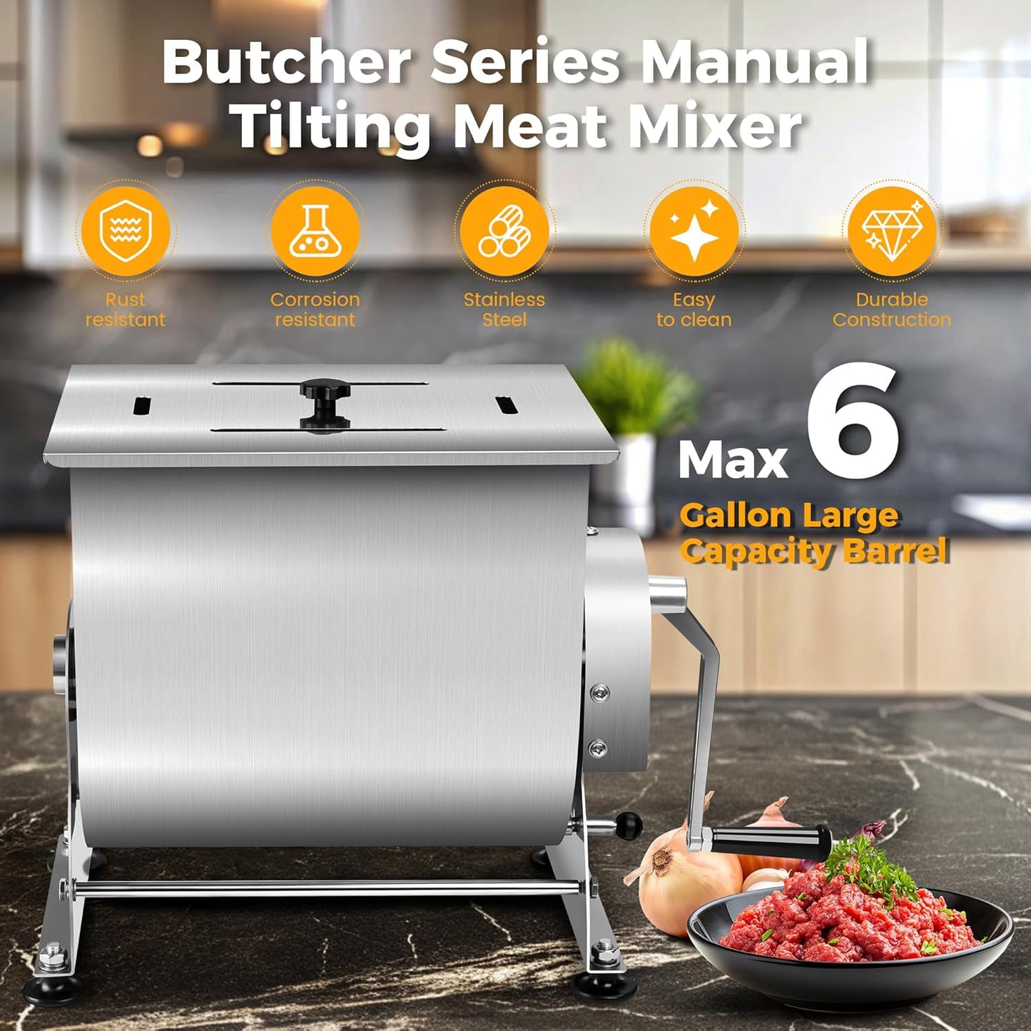 Butcher Series 35 lb / 6 Gallon Manual Tilting Meat Mixer