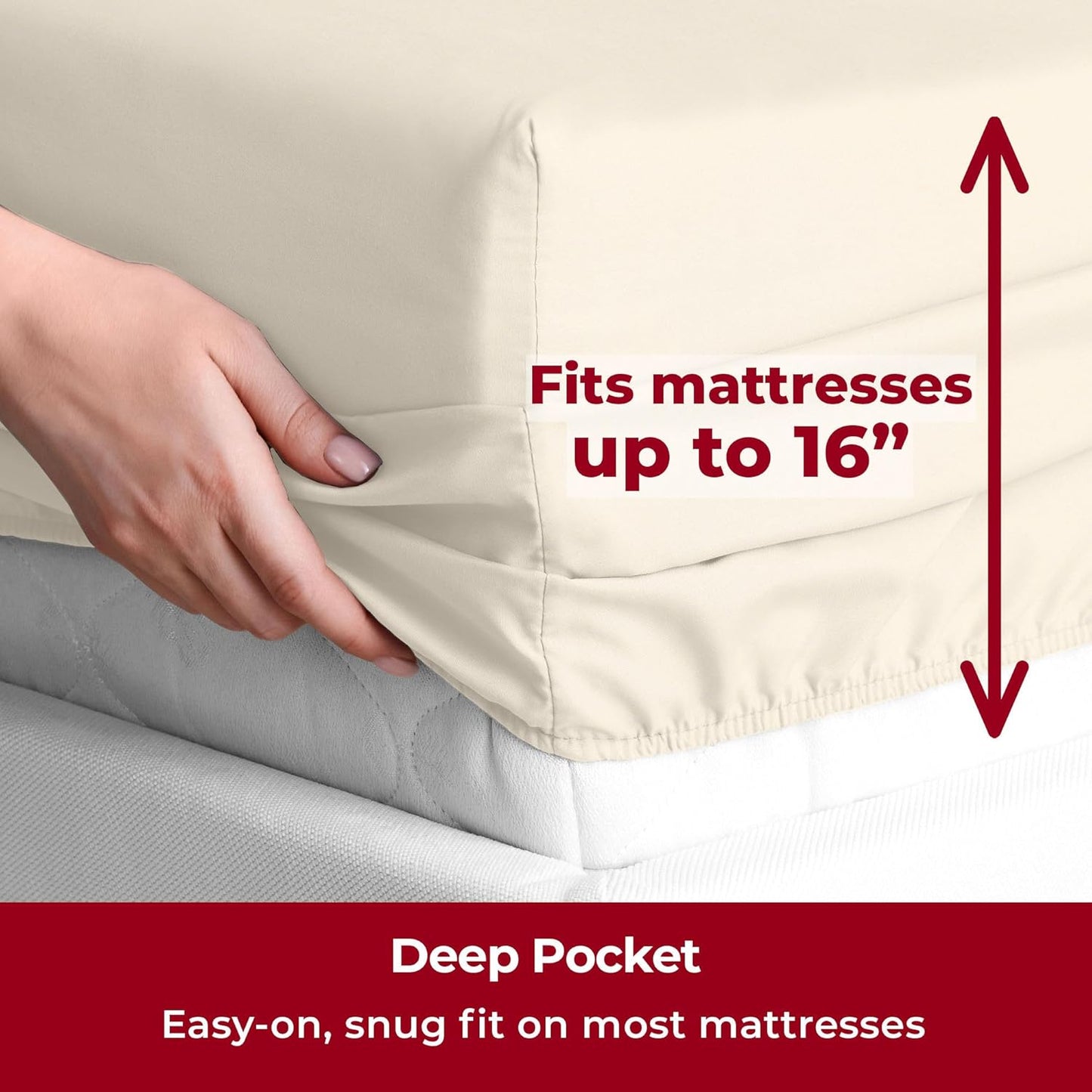 Mellanni Split King Sheets Set - 5 PC Iconic Collection Bedding - Hotel Luxury, Extra Soft, Cooling Bed Sheets - Wrinkle, Fade, Stain Resistant (Split King, Golden Ivory)