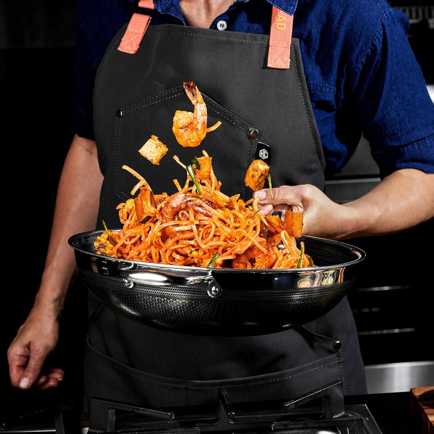 HexClad Hybrid Nonstick 12-Inch Wok, Stay-Cool Handle, Dishwasher-Friendly, Oven-Safe Up to 900°F, Induction Ready, Compatible with All Cooktops