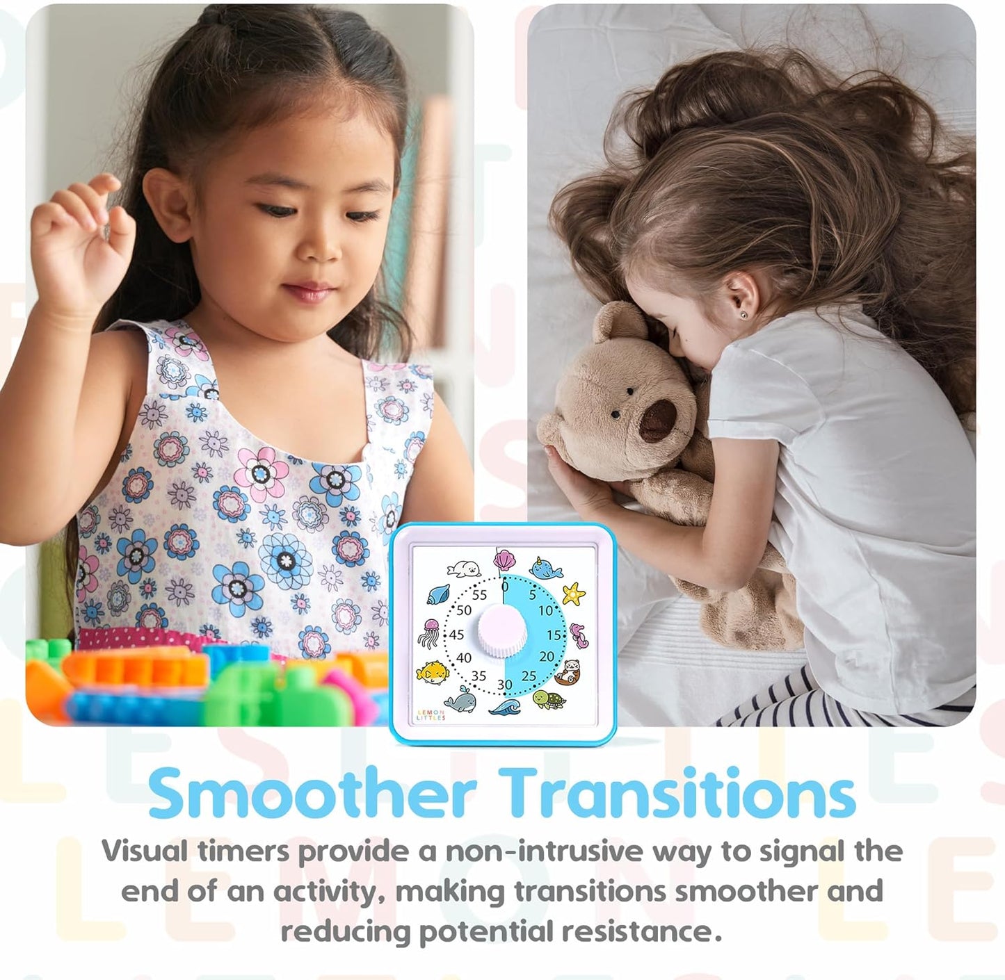 Visual Timer for Kids, Toddler, Autism, ADHD & Preschool Classroom - Animal Silent Countdown Timers - 60 Minute Productivity & Time Management Clock (Sea Creature)