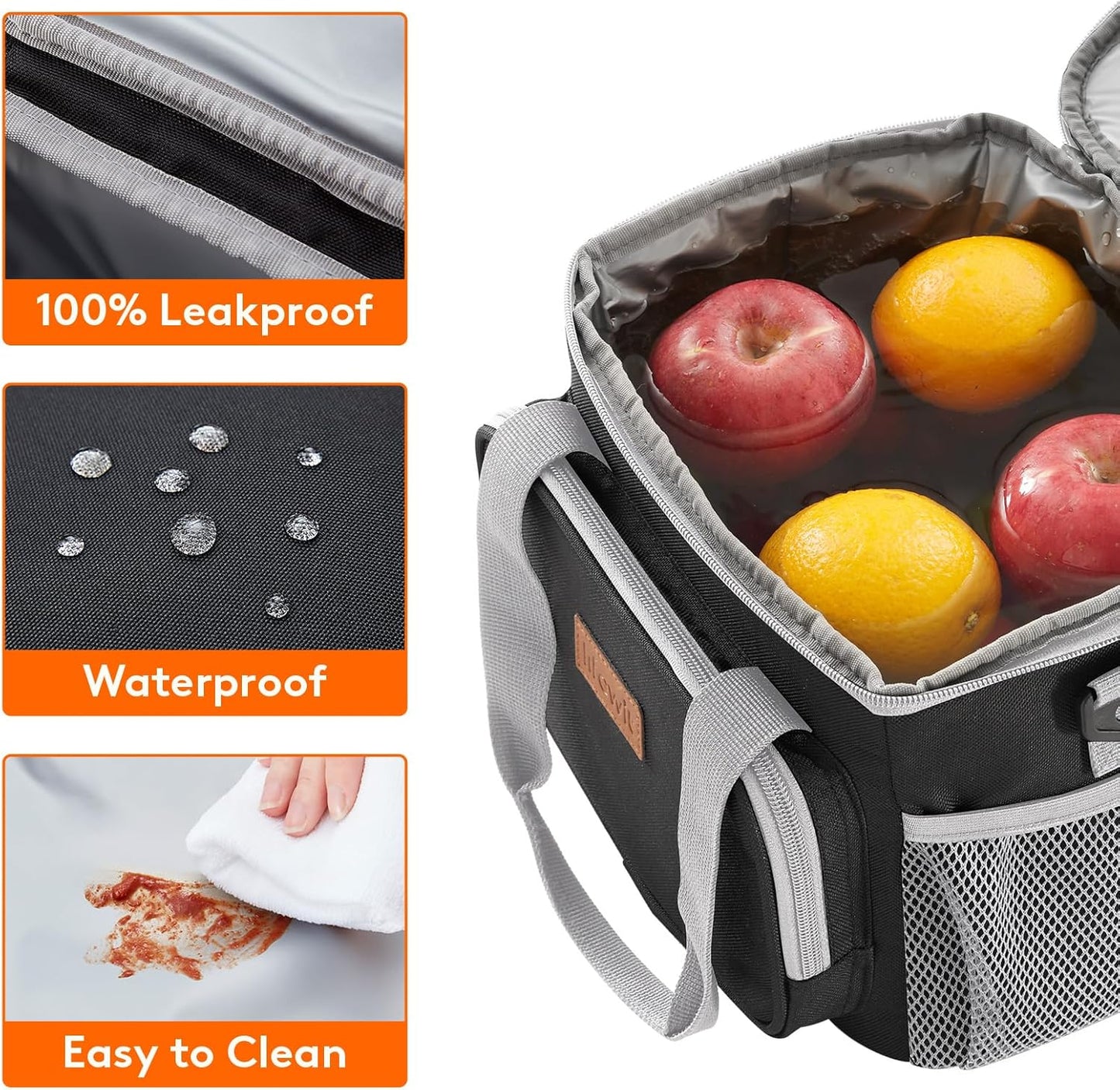 Lifewit Medium Lunch Bag Insulated Lunch Box Soft Cooler Cooling Tote for Adult Men Women, Gray and Black 12-Can (9L)