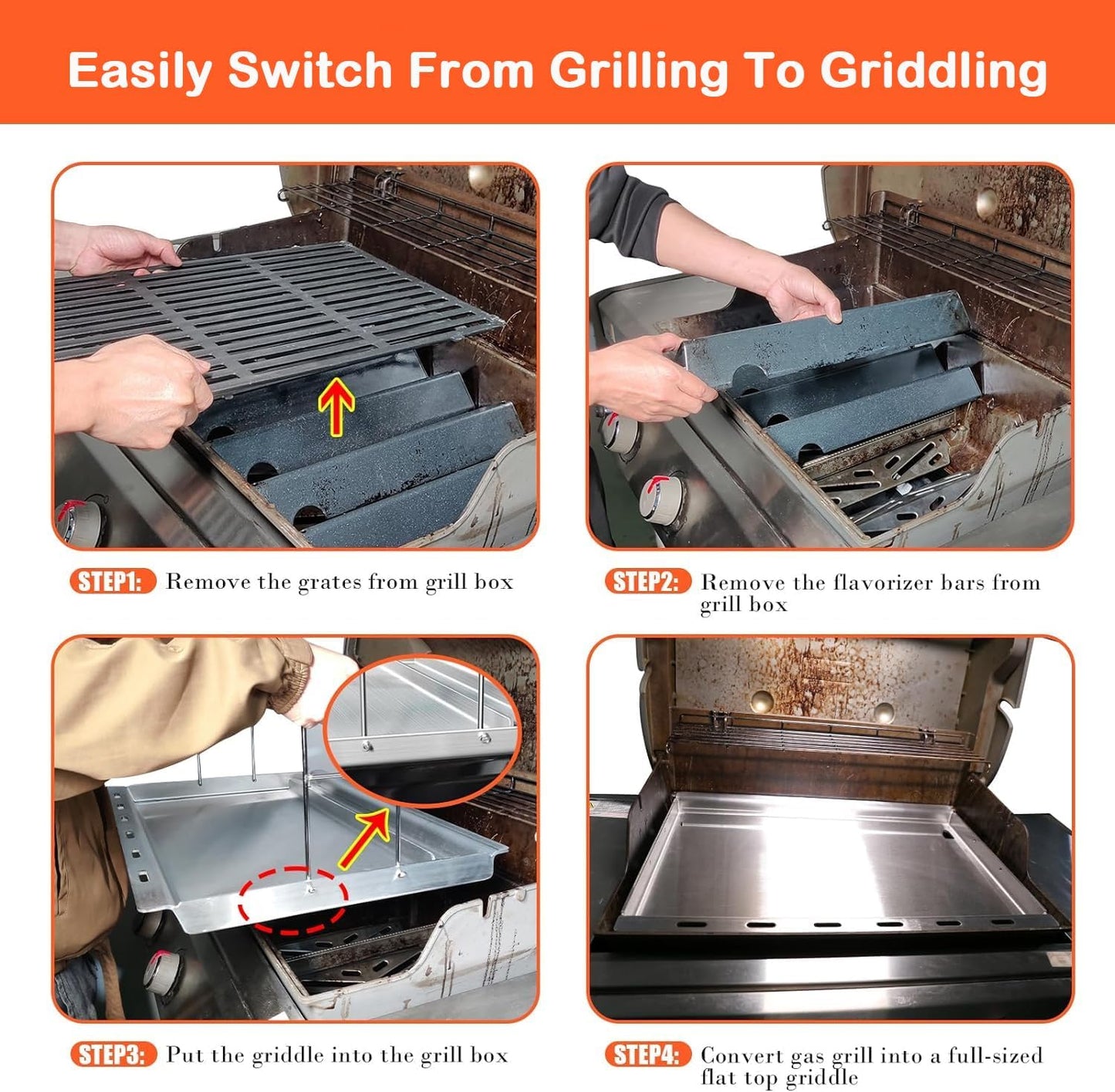 6788 Full-Size Griddle Insert for Genesis II 300 & LX 300 Series, GS4 Genesis II E-310, II S-310, II E/S-315, II E/S-325, II E/S-335 Grills, Replace for Weber Full-Size Griddle, Stainless Steel