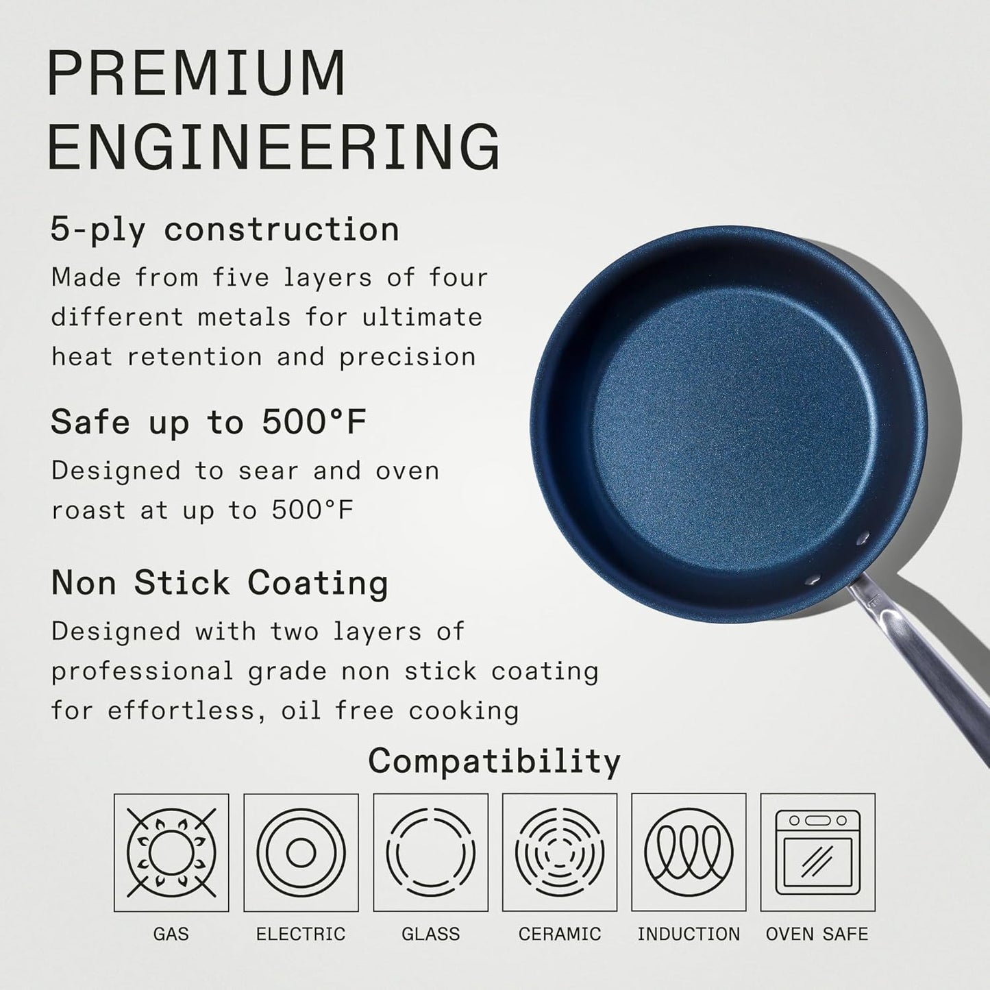 Made In Cookware - ProCoat 10" Non Stick Frying Pan (Harbour Blue) - 5 Ply Stainless Clad Nonstick - Professional Cookware - Induction Compatible