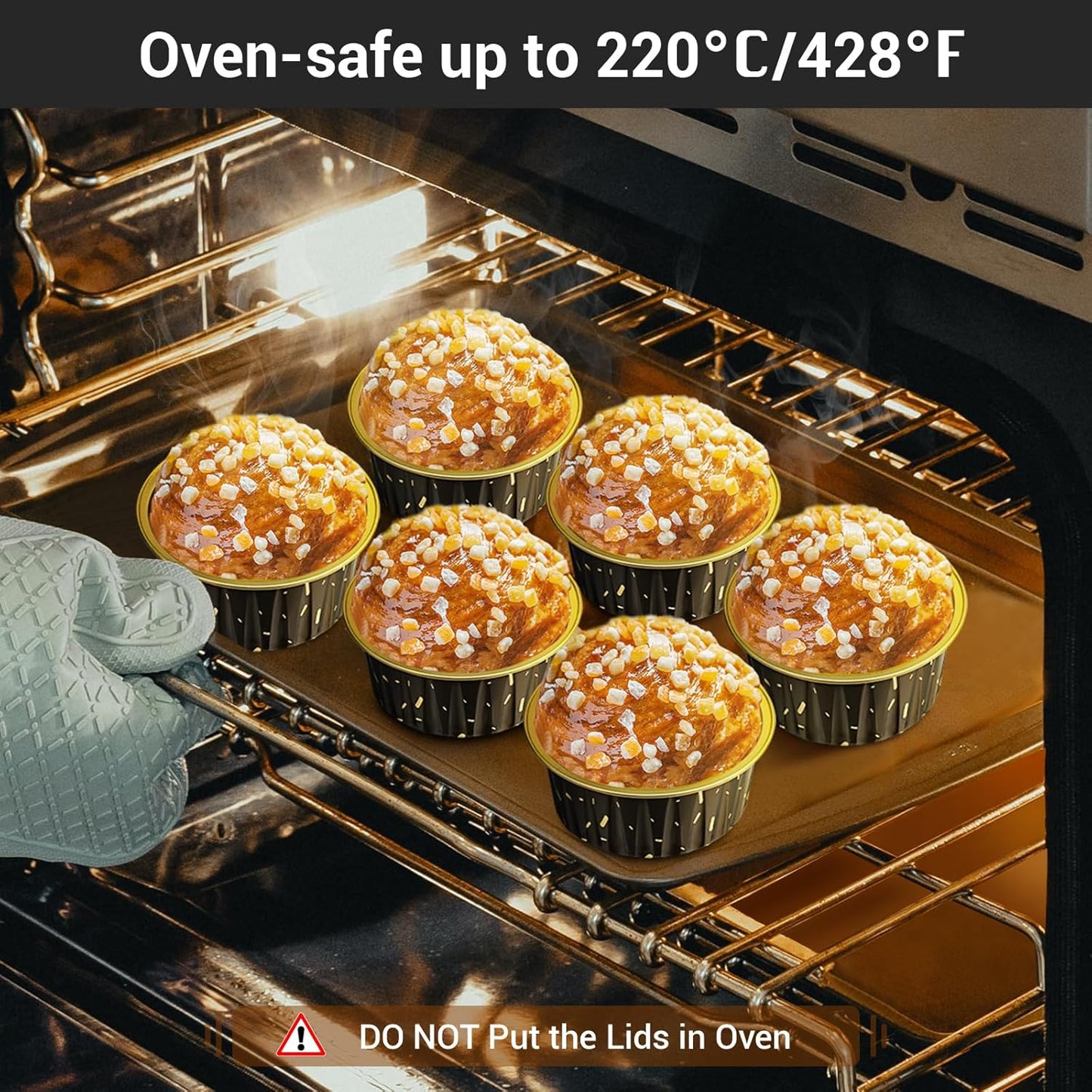 EUSOAR Disposable Aluminum Foil Cups, 30pcs 5oz Foil Ramekins Cupcake Baking Cups Containers Wrappers with Lids, Dessert Cups with Lids Mini Aluminum Cheesecake Pan Creme Brulee Ramekins