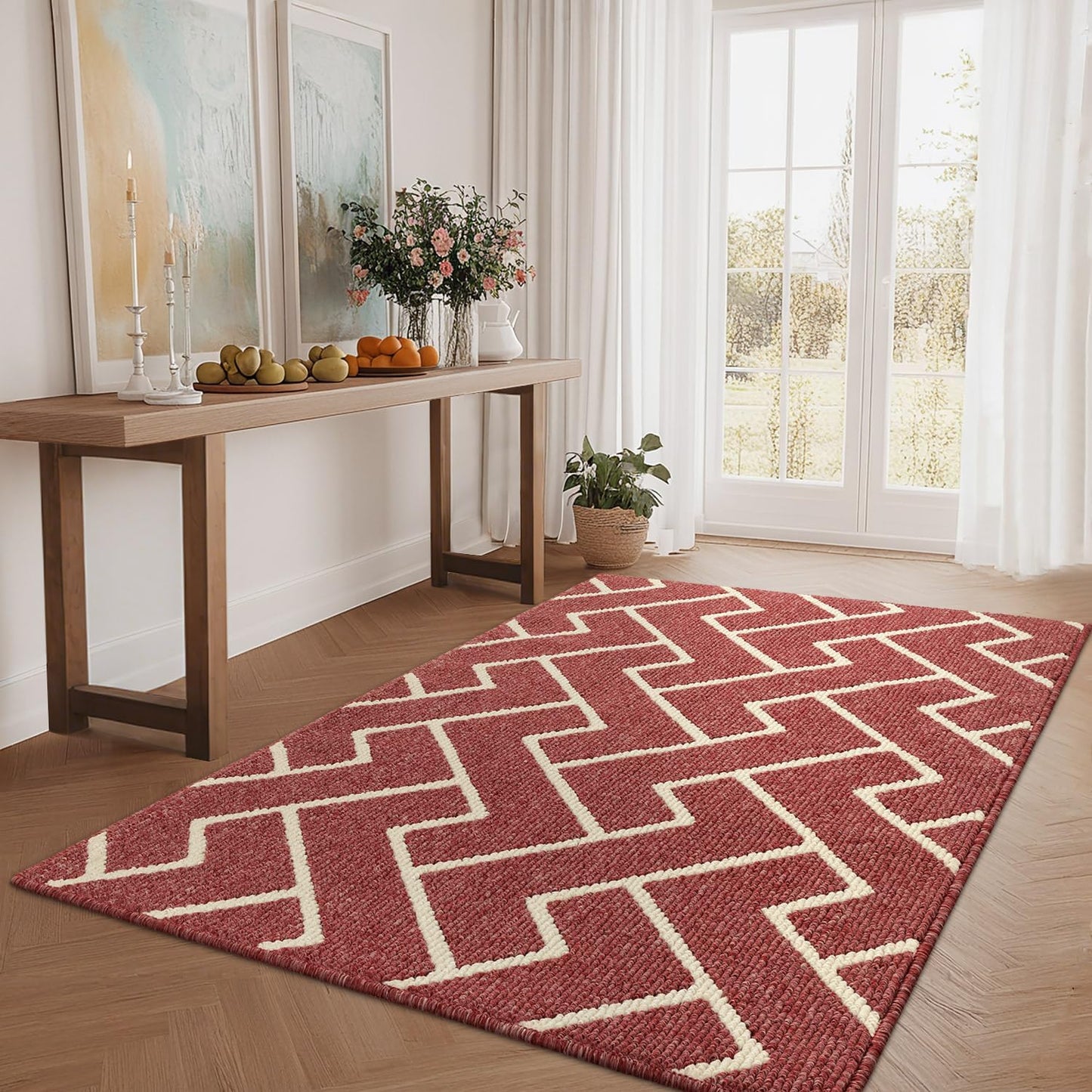 hicorfe Kitchen Rugs and Mats,Kitchen Mats for Floor,47"x71" Non Slip Runner Rug,Absorbent Resist Dirt Comfort Standing Mat Machine Washable for Entryway,Hallway,Front of Sink(Red)