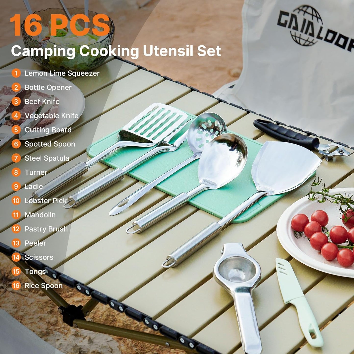 Camping Cooking Utensils Set Grilling Cookware Camp Kitchen Rotating Marshmallow Roasting Sticks BBQ Forks, Portable RV Camping Essentials Camper Must Haves for Cookouts Open Fire Pit