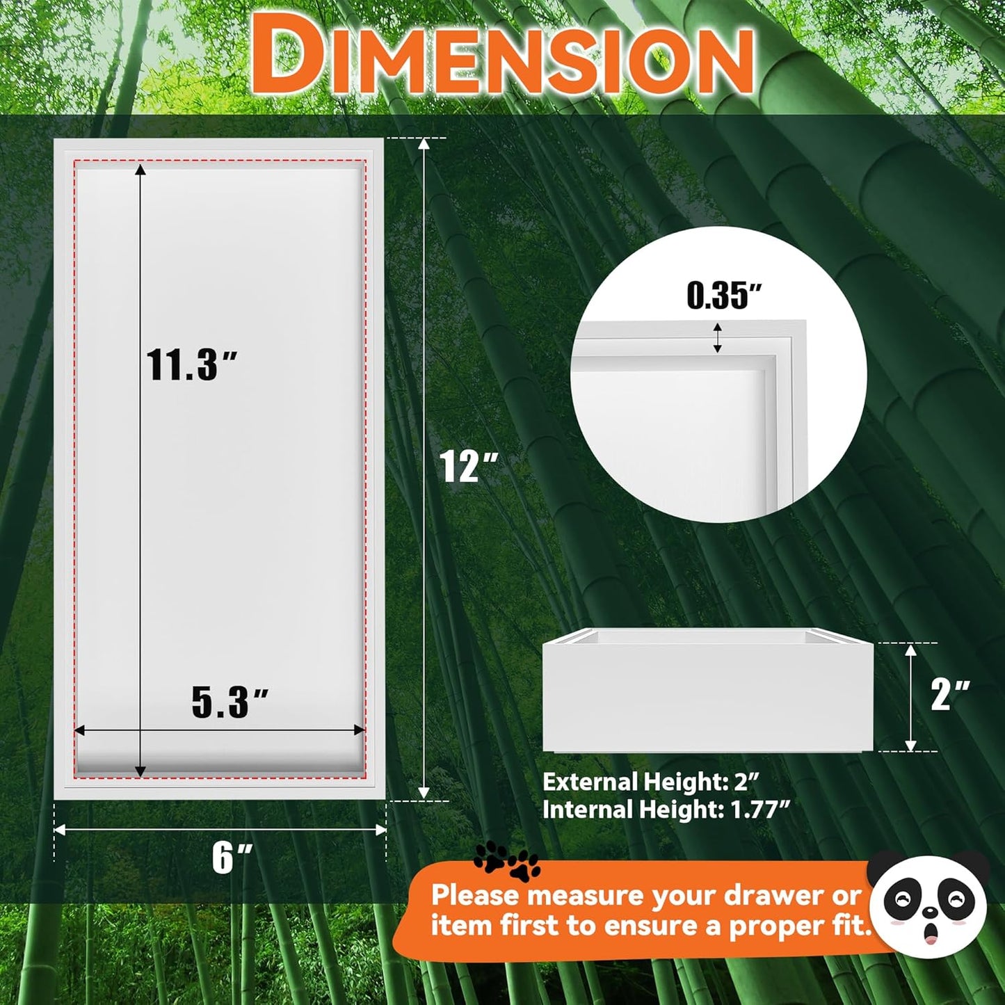 Bamboo Drawer Organizer, Cutlery Silverware Organizer for Kitchen Drawer, Stackable Utensil Organizer, 2 Pcs Flatware Organizer for Drawer, Wooden Storage Box Tray (White, 12 X 6 X 2 Inch)