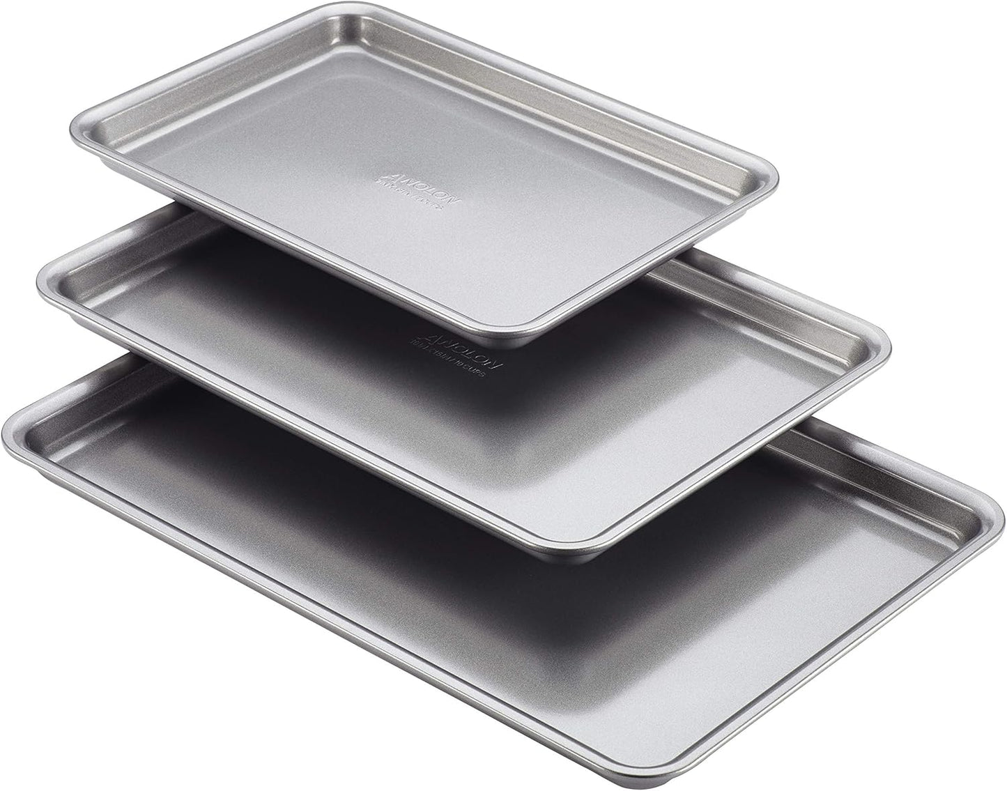 Anolon Gourmet Nonstick Bakeware Set with Nonstick Cookie Sheets / Baking Sheets - 3 Piece, Graphite Gray