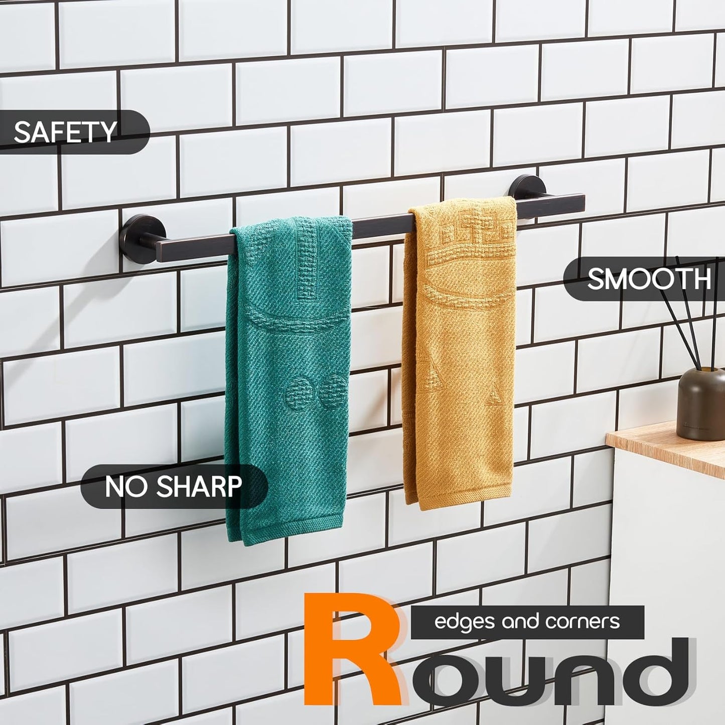 20 Inch Bathroom Towel Bar Bath Towel Rack Kitchen Towel Holder Towel Shelf Wall Mounted SUS304 Stainless Steel 2 Pack Oil Rubbed Bronze AN4001ORB-L20-P2