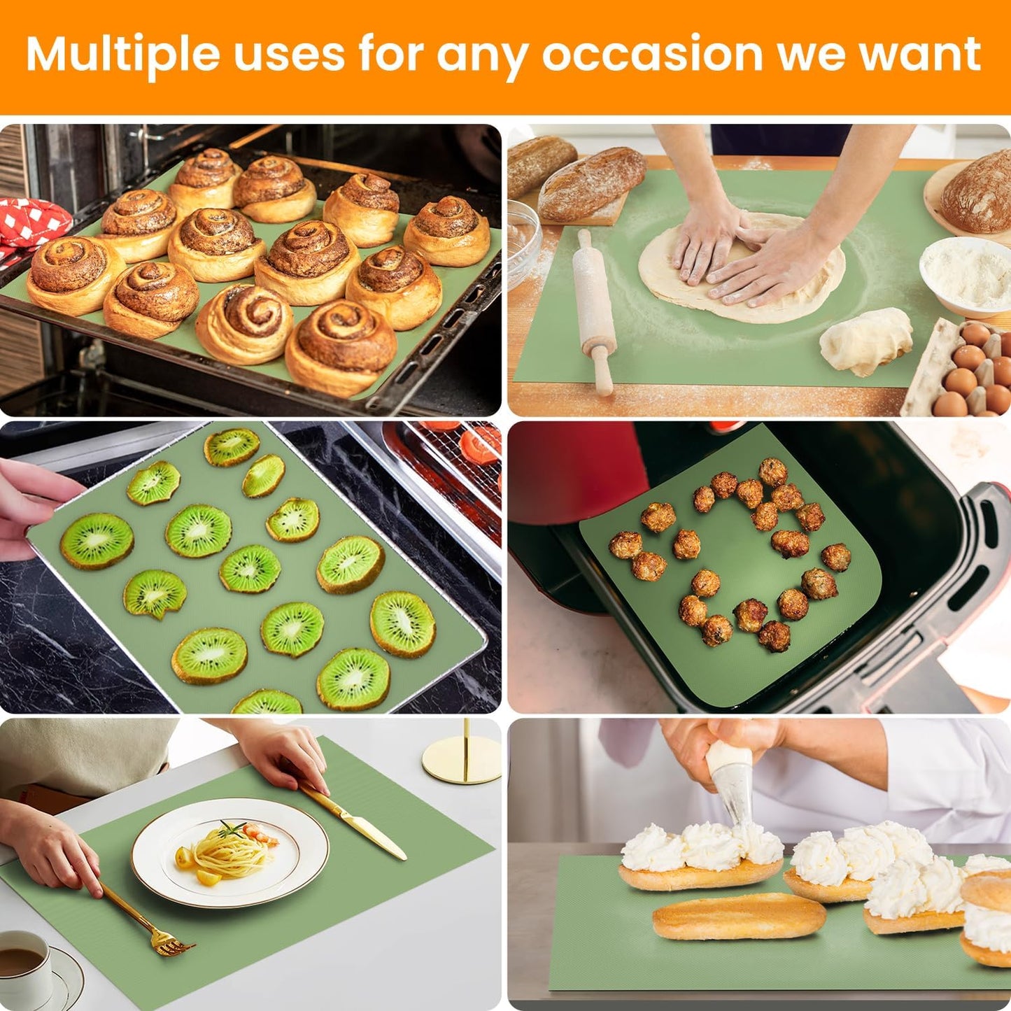 Silicone Baking Mat Roll- Cut to Size Silicone Mat Roll- SIlicone Mat for Baking, Macaoron Baking Sheet, Non-stick Pastry Mat, Reusable Dough Rolling Mat