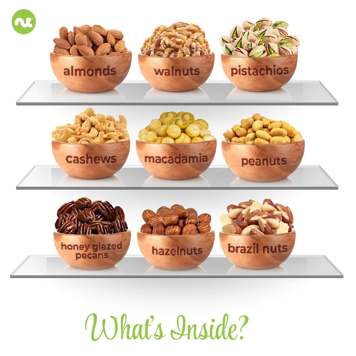 NUT CRAVINGS - Mixed Nuts Gift Basket in White Gold Box (9 Assortments) Food Arrangement, Healthy Snack Care Package, Food Assortments