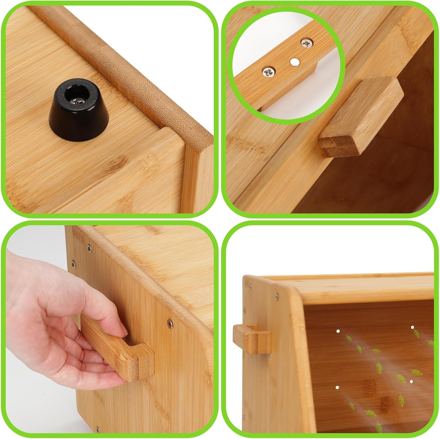 AMBIRD Bamboo Bread Box keep The Bread Fresh For Kitchen Counter-Large Capacity Wooden Bread Storage Container Farmhouse Bread Box with Window Bread Holder