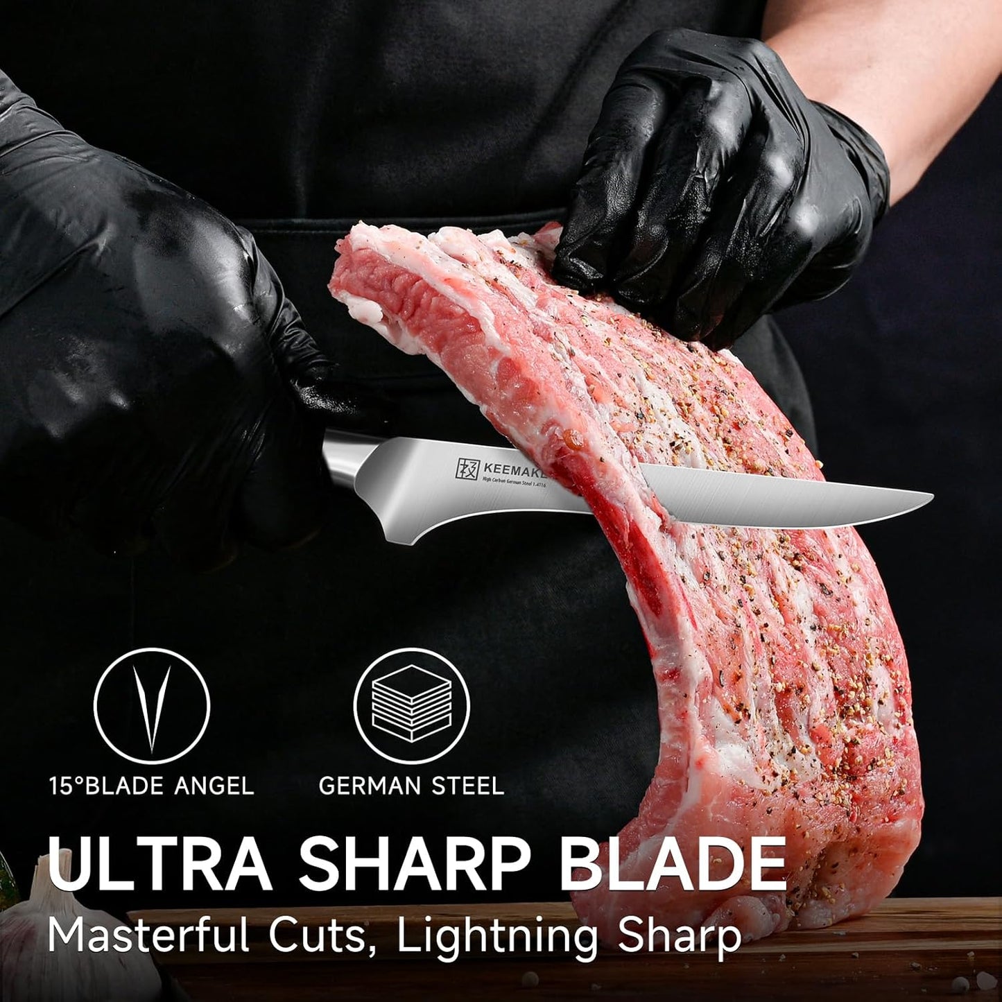 KEEMAKE Boning Knife for Meat Cutting, 5.5 Inch Fillet Knife for Fish, High Carbon Stainless Steel Ultra Sharp Japanese Kitchen Knives for Meat Poultry Cutting