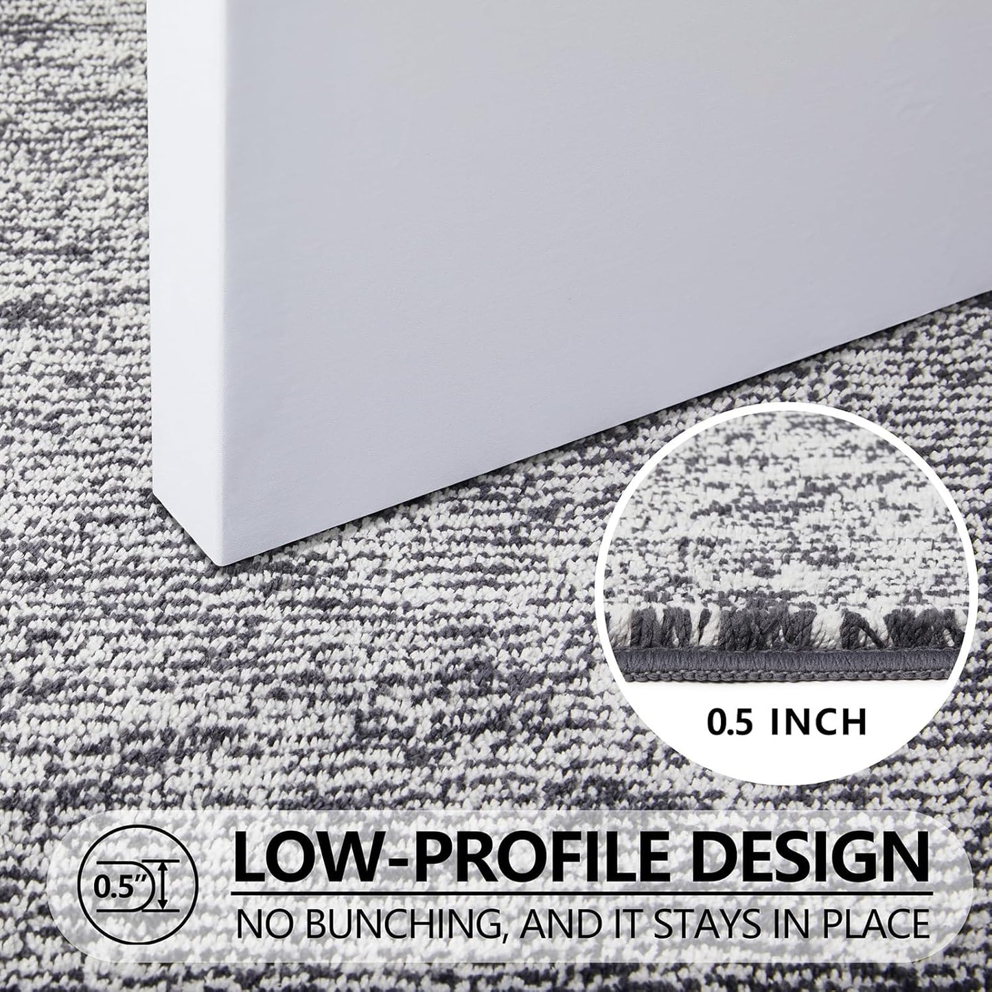 REFETONE Indoor Doormat, Front Door Mat 32"x48" Absorbent Rubber Backing Non Slip Back Door Mats, Washable Low-Profile Inside Floor Mat Door Rugs for Entryway, Resist Dirt Mud Mat for Dogs, Dark Grey