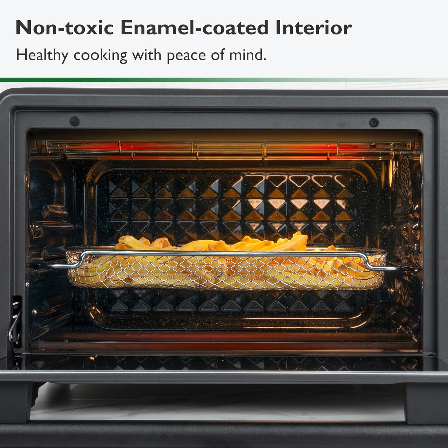 Infrared Heating Air Fryer Toaster Oven Combo, with Non-toxic Enamel-coated Interior, Extra Large Countertop Convection Oven 10-in-1 Combo, 6-Slice Toast, Enamel Baking Pan Easy Clean