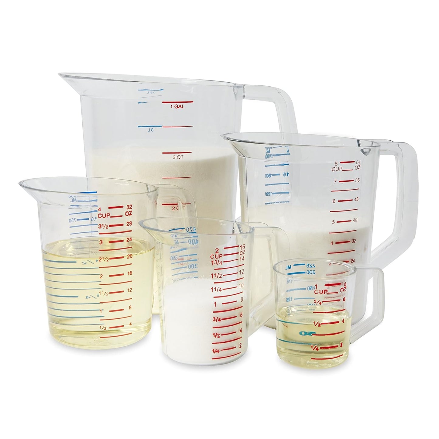 Rubbermaid Commercial Products Bouncer Clear Measuring Cup, 2-Cup/0.5-Quart, Clear, Strong Food Grade, Easy Read for Liquid/Dry Ingredients, for Home/Professional Kitchen (Pack of 6)
