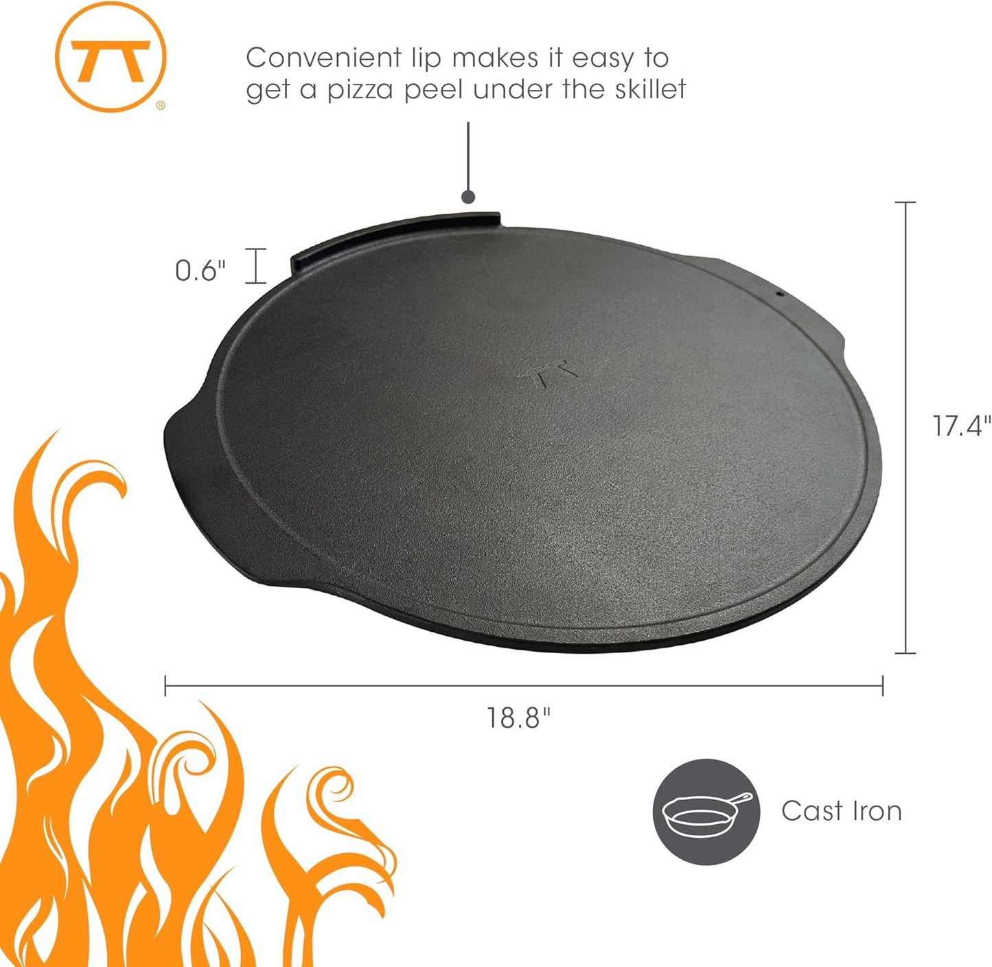Outset Cast Iron Grill Pizza Pan, 18" Pizza Stone For Oven and Grill