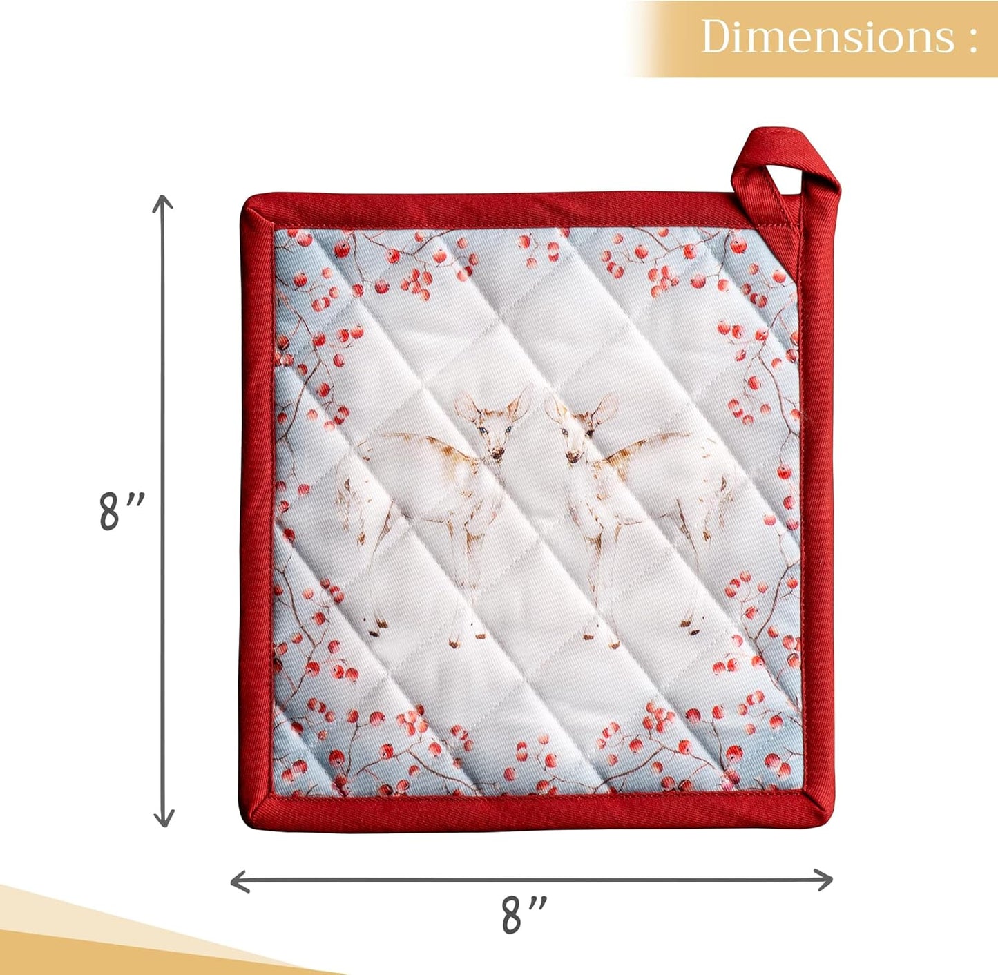 Maison d' Hermine Pot Holders Set 100% Cotton Heat Resistant Potholders 8" x 8" Hot Pads with Loop BBQ, Cooking, Baking, Grilling, Kitchen, Handling Hot Pans (Pack of 2, Fairytale Forest)