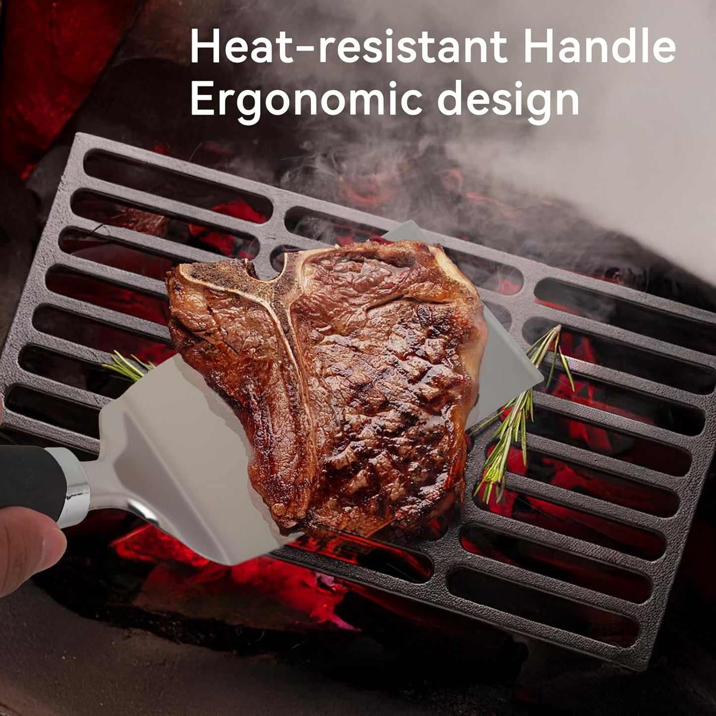 Metal Spatula for Cast Iron Skillet Grill & BBQ, Flat Top Griddle Spatulas for Burgers Fish Eggs, Stainless Steel Turner Flipper for Kitchen Use