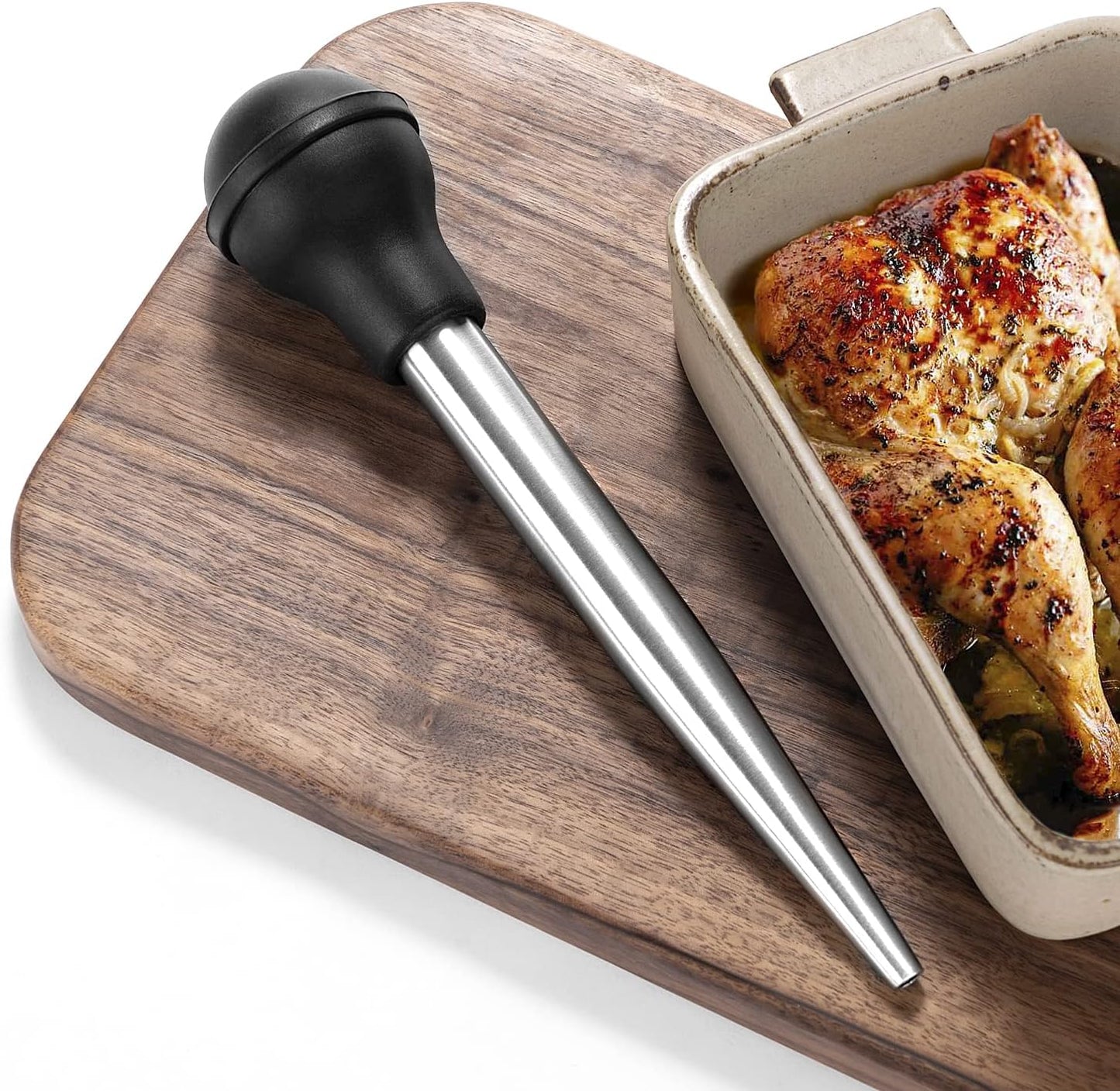 JY COOKMENT Stainless Steel Turkey Baster Baster Syringe for Cooking Meat Injector Set with 2 Marinade Needles 1 Basting Brush1 Cleaning Brush for Home Baking Kitchen Tool,2023 UPDATE