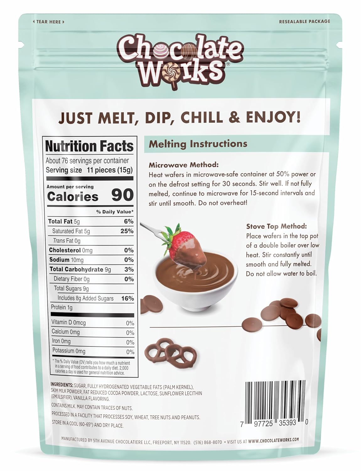 Chocolate Works Milk Chocolate Melting Chocolate Wafers, 2.5lb (Pack of 1)