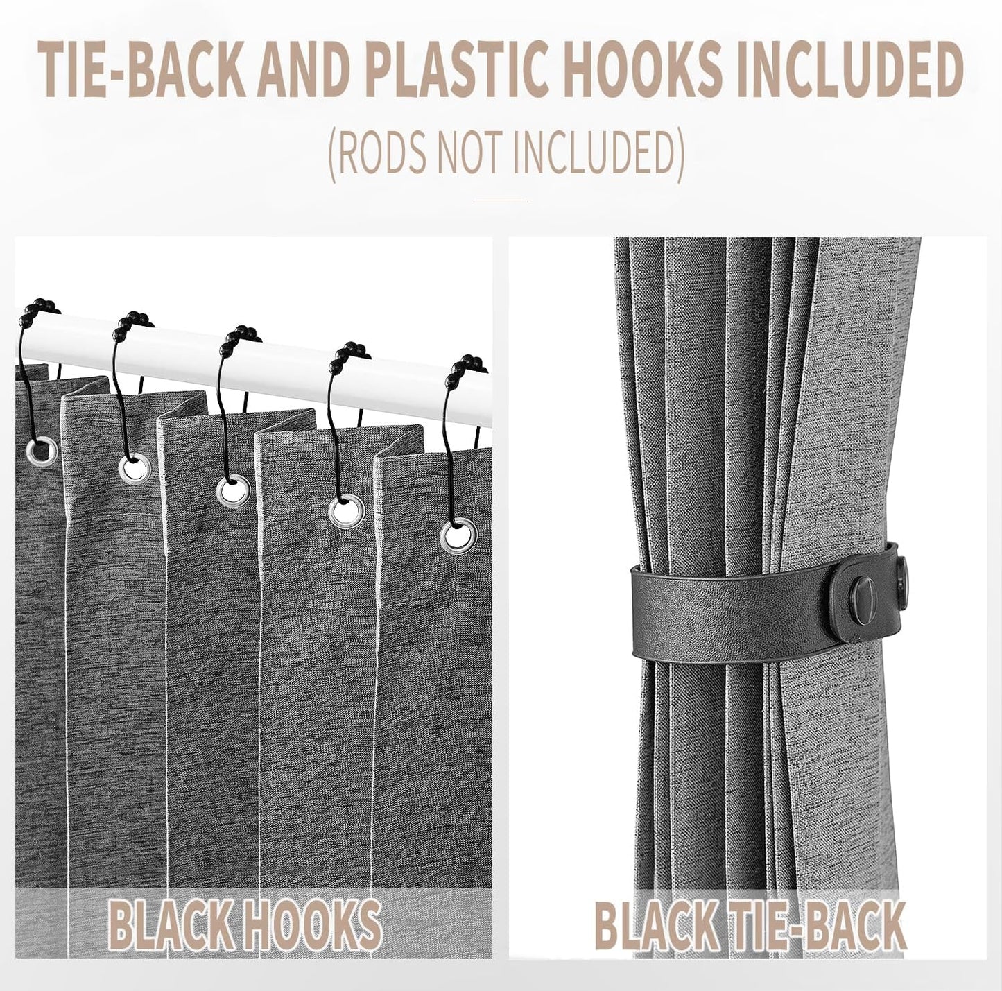 Vatge Closet Curtain for Open Closet, Pleated Folding Curtains for Doorway, Privacy Room Divider for Separation,1 Panel with Tieback, W39 x L78, Grey