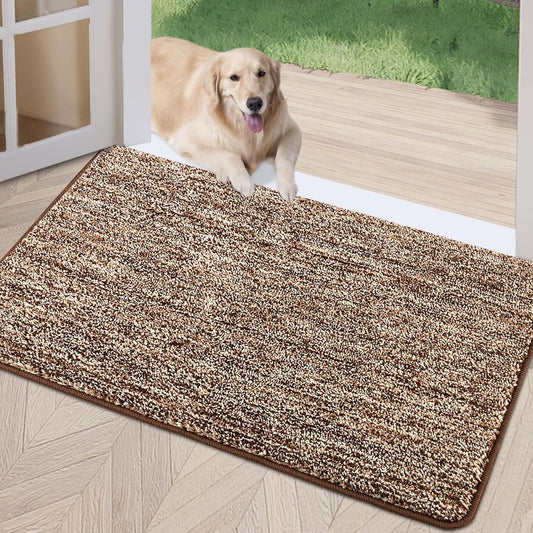 REFETONE Coffee/Brown Doormat, 24'x36', Indoor Non Slip Absorbent Rug for Entryway, Resist Dirt, Machine Washable, Low-Profile, Ideal for High-Traffic Areas, Housewarming Gift