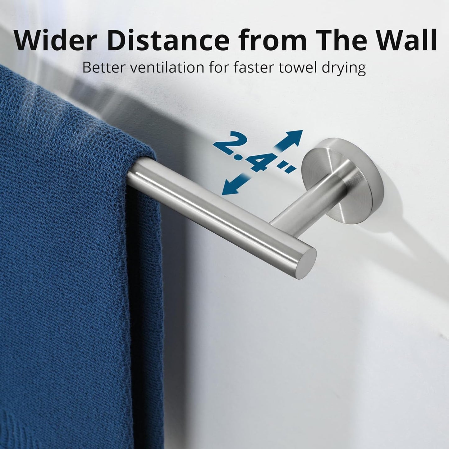 SAYAYO Brushed Nickel Towel Bar for Bathroom, 24 Inch Towel Rack Towel Rod Towel Holder Wall Mount SUS304 Stainless Steel (21 Inch Hanging Length)