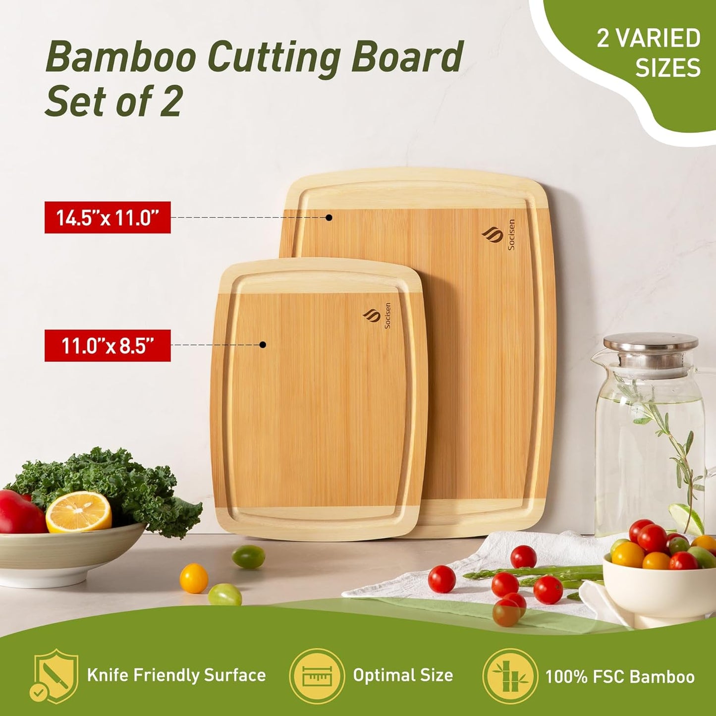 Bamboo Cutting Board Set Non Slip Feet Over Sink Brides Her Wedding Day Bridal Shower Engaged Engagement Hostess Couple Newly Wed House Christmas Married Future Mrs fiancee Unique Cool Gifts