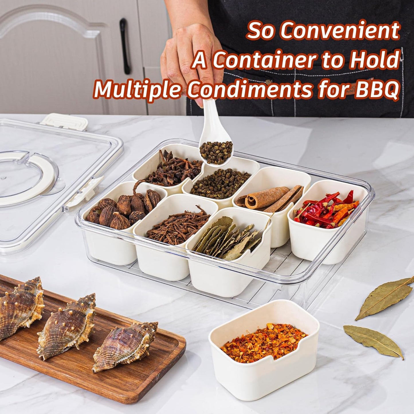 Divided Serving Tray with Lid and Handle - Divided Snack Tray for Portable Snack Platters - Clear Organizer for Candy, Fruits, Nuts, Snacks - Perfect for Party, Entertaining，2 pcs