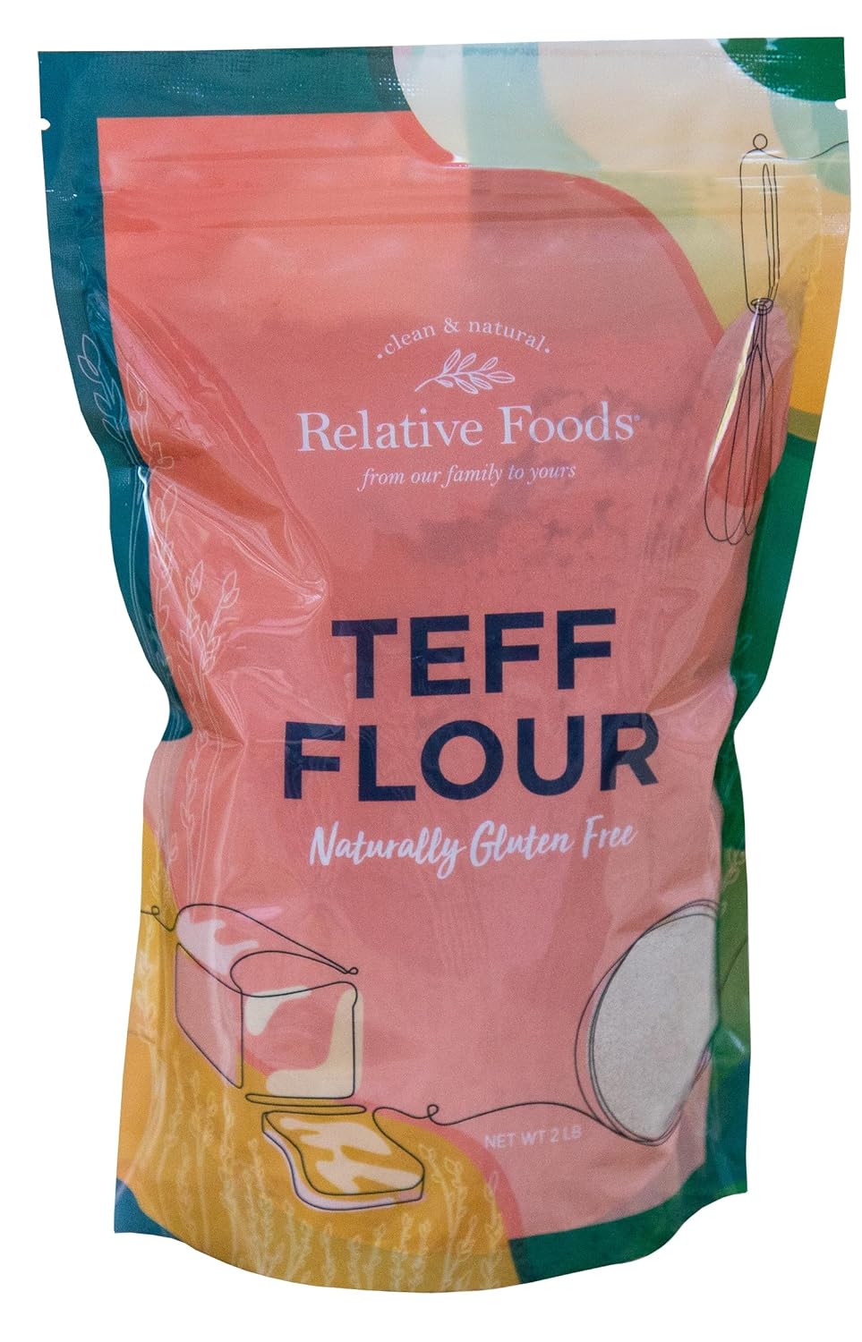 Relative Foods Teff Flour Ivory Brown – 2 lb | Naturally Gluten Free, Non-GMO, Vegan | USA Grown | Premium Ancient Grain Flour for Baking and Cooking