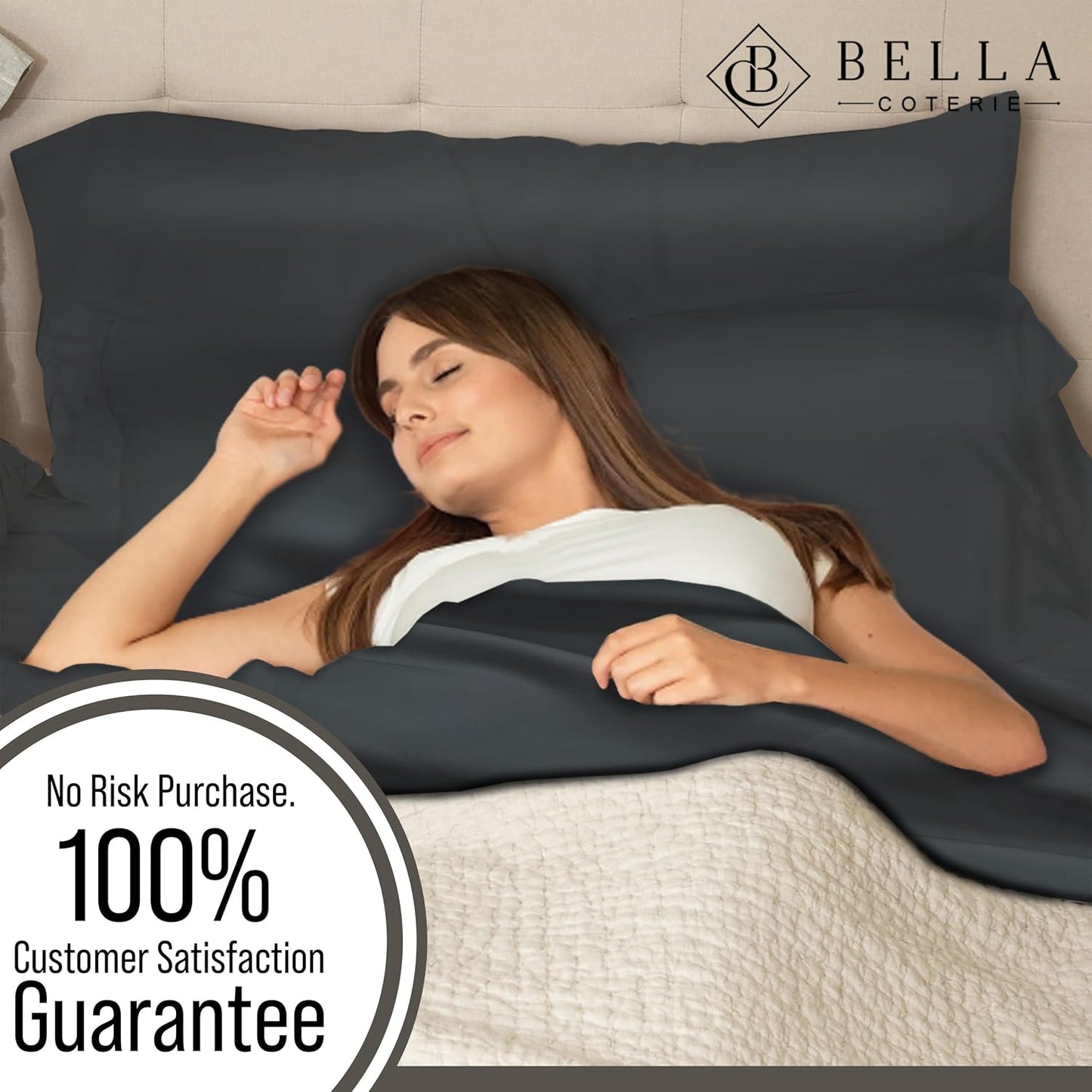 Bella Coterie Luxury Bamboo Viscose King Size Sheet Set | 100% Organically Grown | Ultra Soft | Cooling for Hot Sleepers | 18" Deep Pocket [Charcoal Grey]