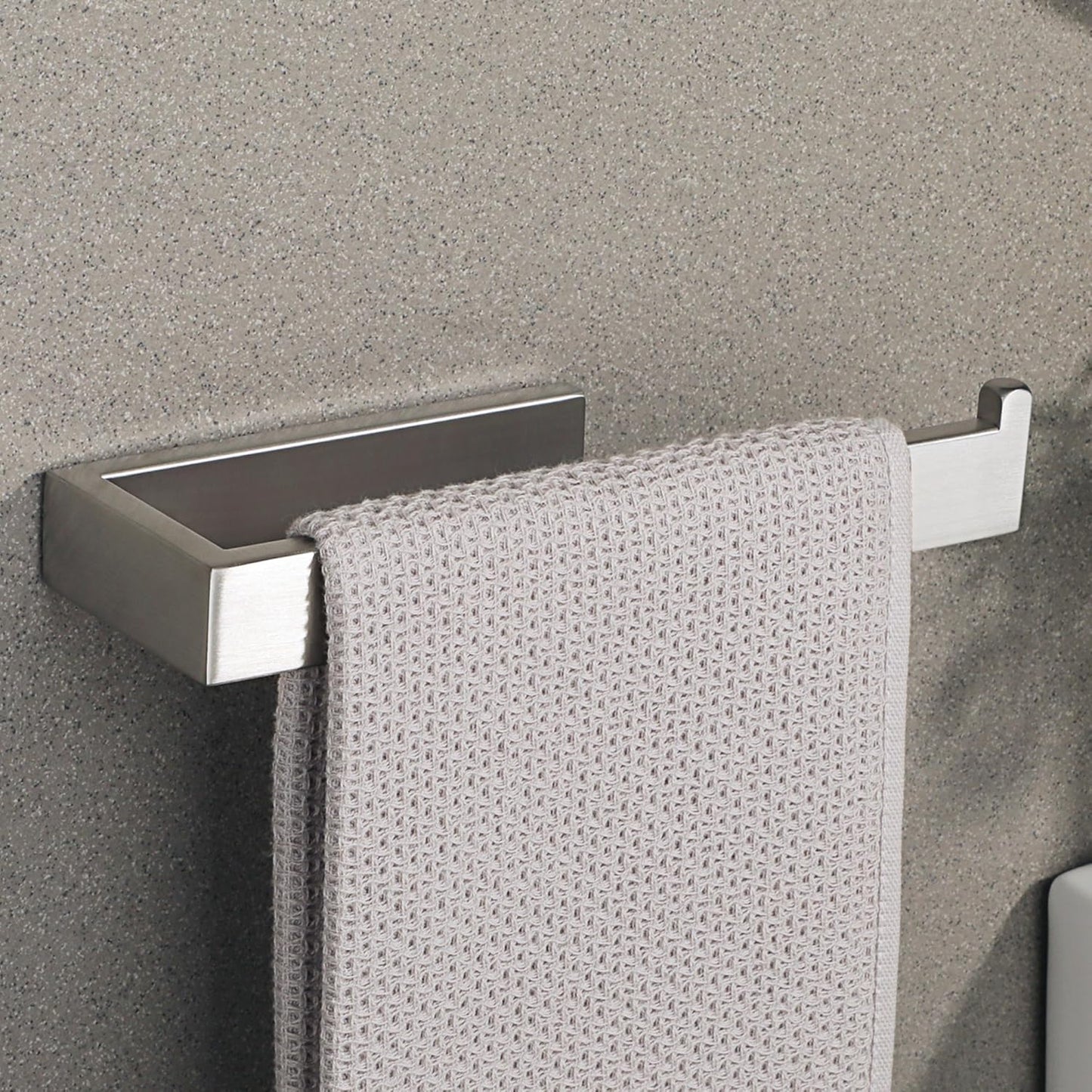 Sayayo Brushed Nickel Towel Ring for Bathroom, 10 Inch Hand Towel Bar Towel Rack Towel Holder Wall Mounted Square, SUS304 Stainless Steel